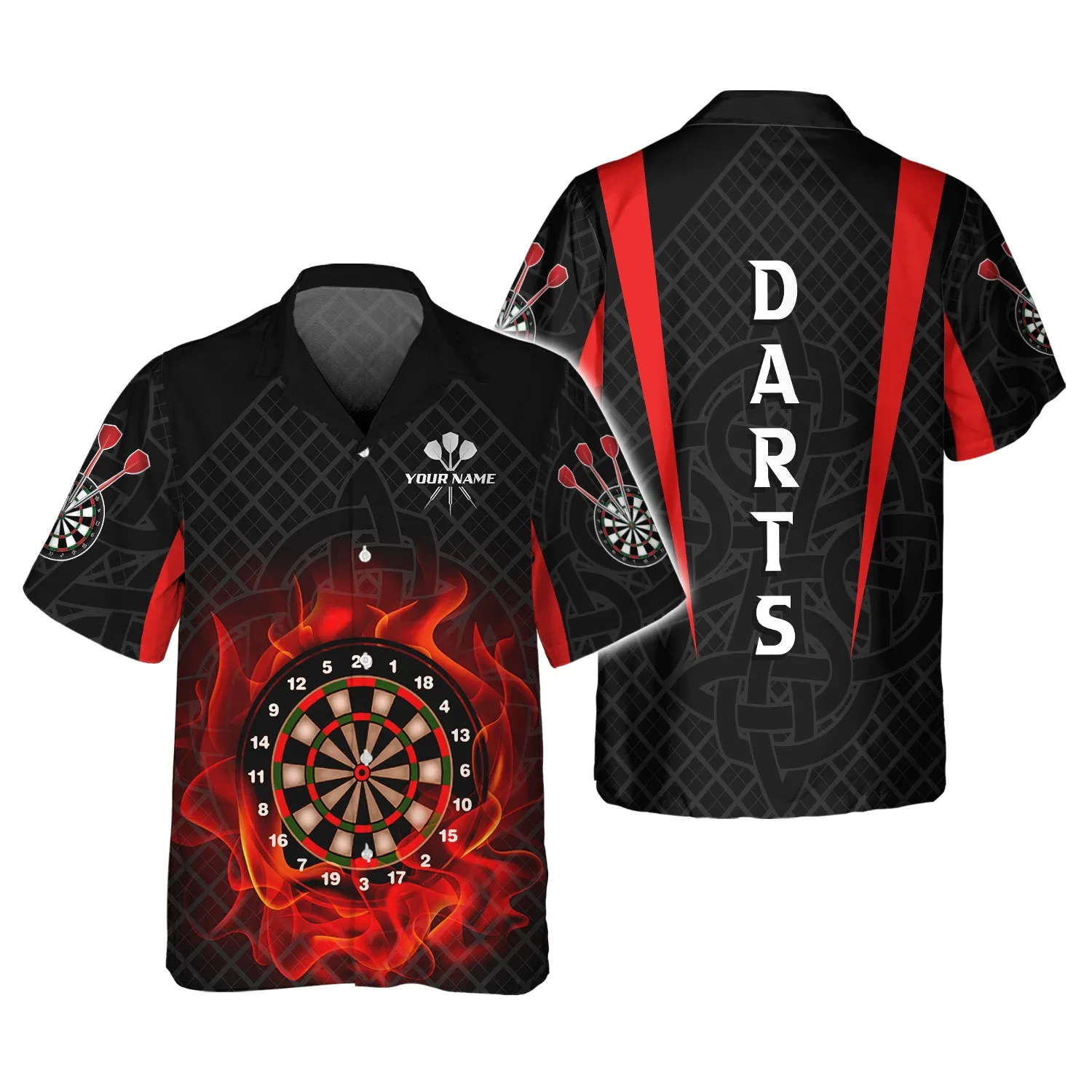 Personalized Name Dart Board On Fire 3D Printed Shirts