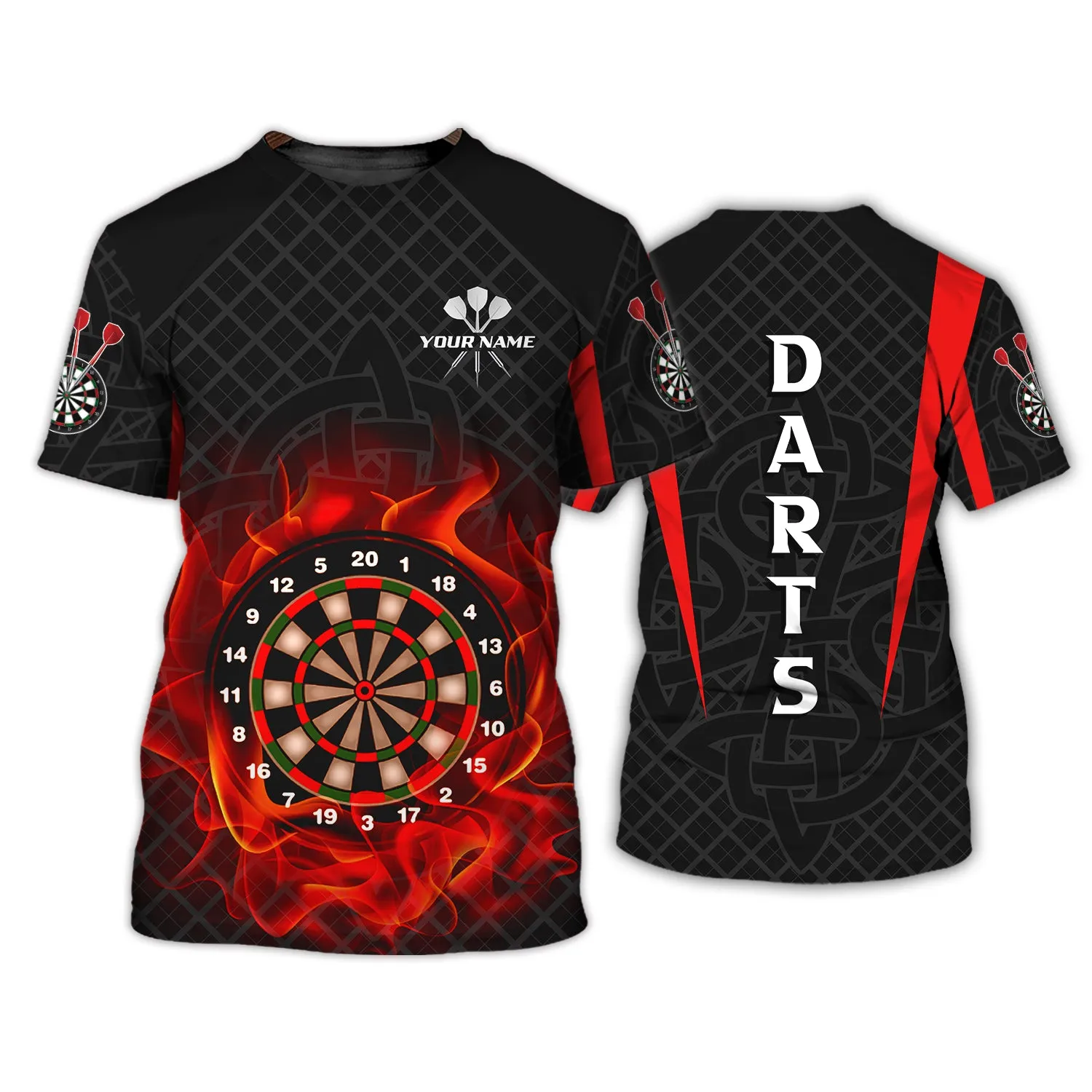 Personalized Name Dart Board On Fire 3D Printed Shirts