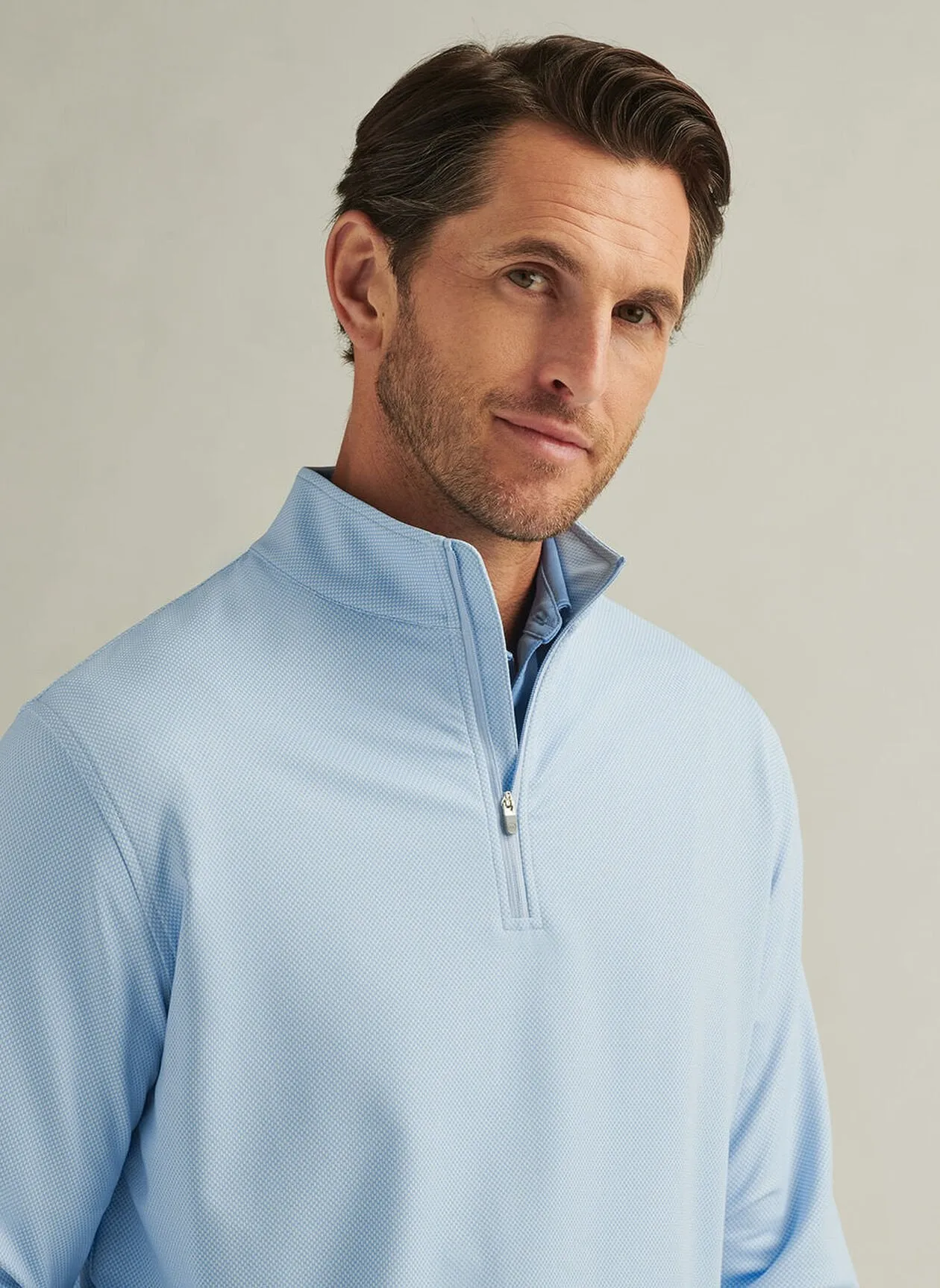 Perth Birdseye Performance Quarter-Zip (Pale Blue)