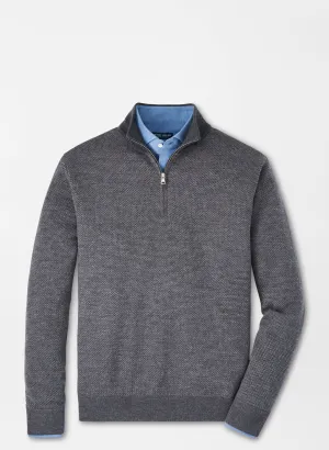 Peter Millar Mens Tailored Fit Ashland Quarter-Zip Sweater - CHARCOAL