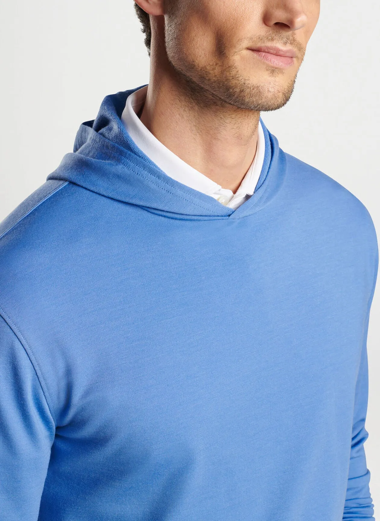 Peter Millar Mens Tailored Fit Excursionist Flex Hoodie - BROOK BLUE