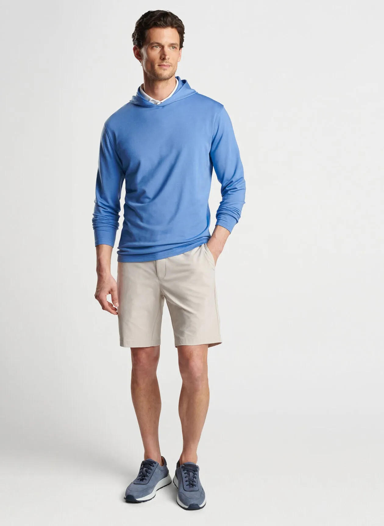 Peter Millar Mens Tailored Fit Excursionist Flex Hoodie - BROOK BLUE