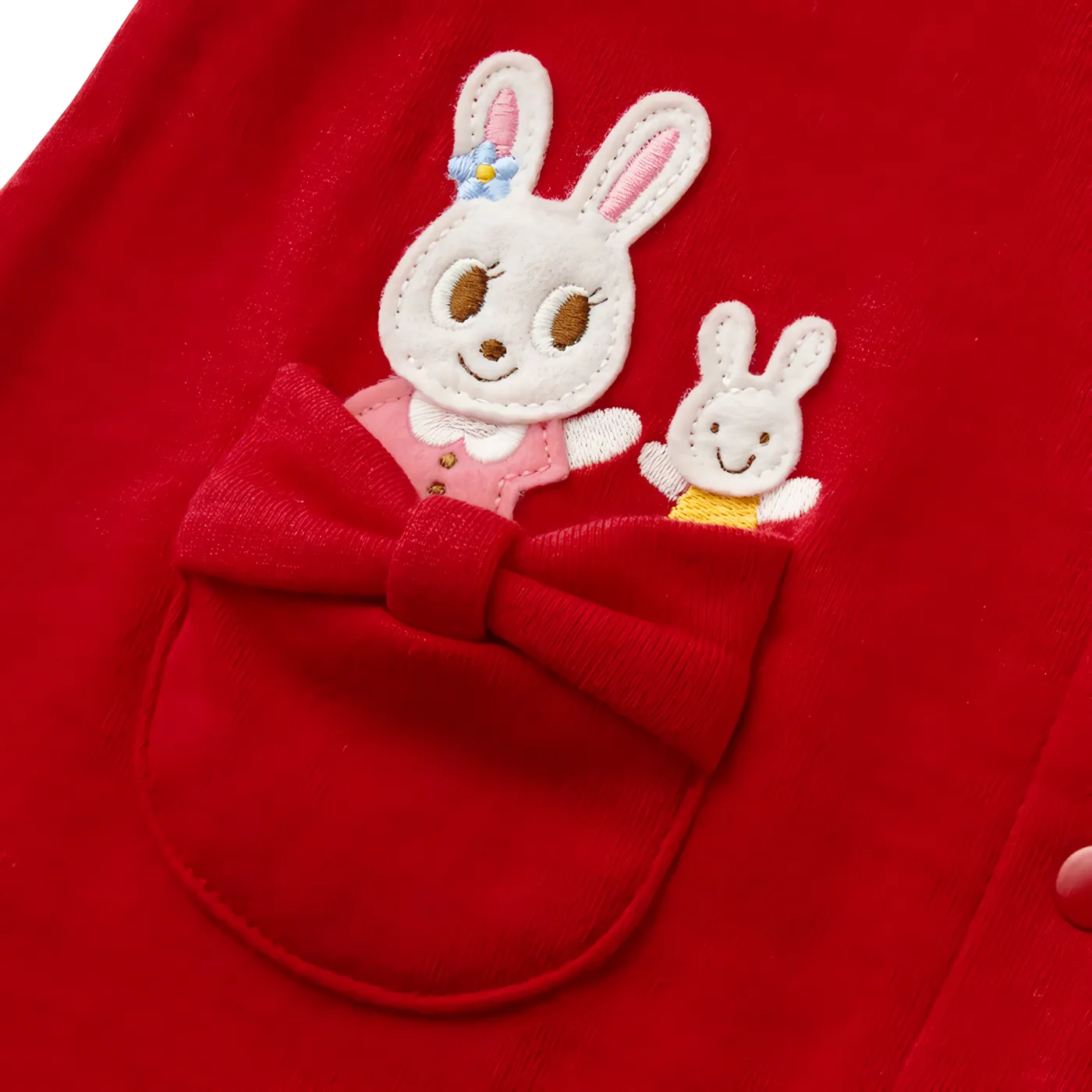Pinafore-Style Coverall with Smiling Bunnies