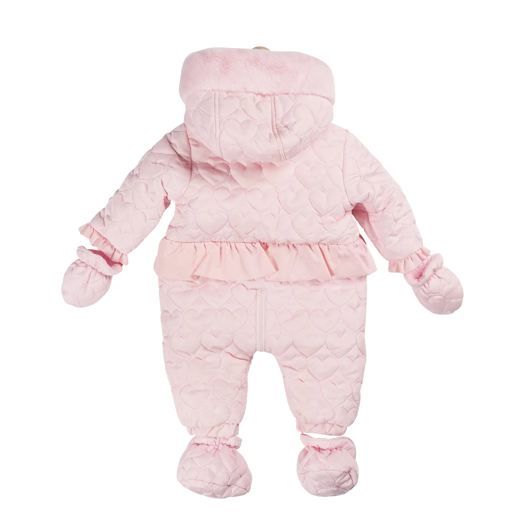 Pink Flocked Heart Snowsuit