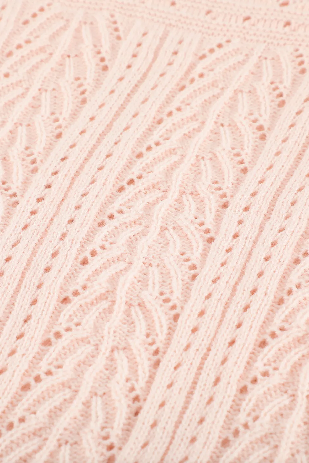 Pink Solid Drop Shoulder Knit Sweater