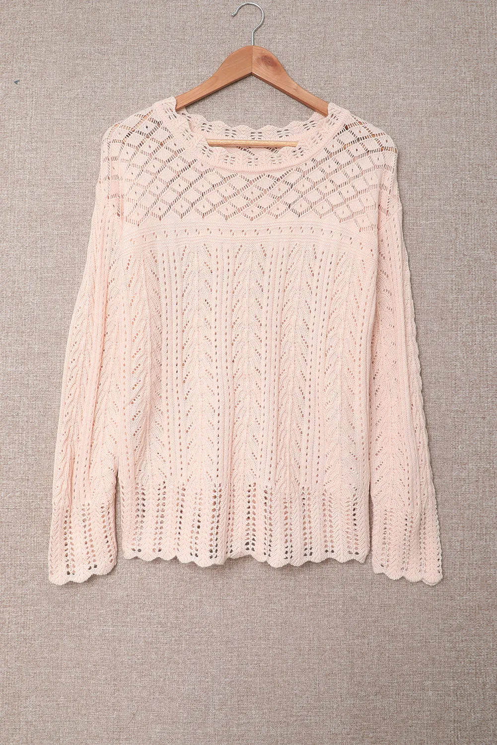 Pink Solid Drop Shoulder Knit Sweater