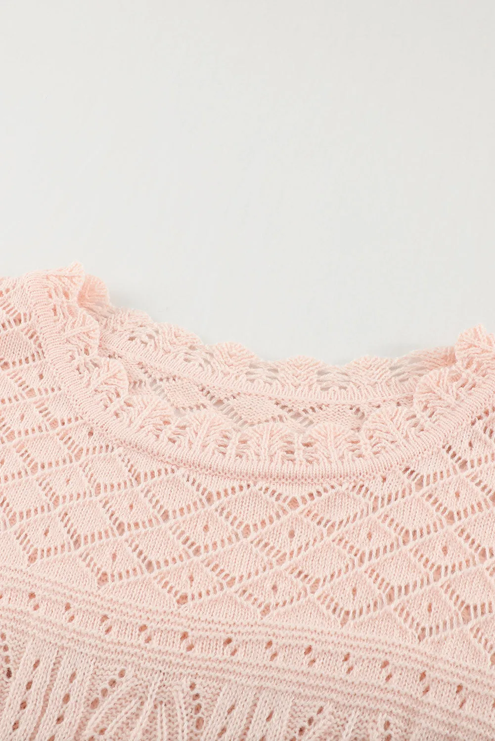 Pink Solid Drop Shoulder Knit Sweater