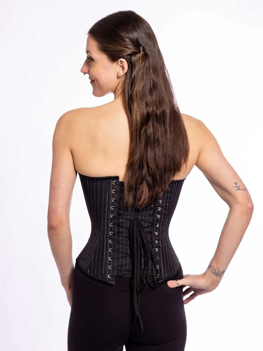 Pinstripe Romantic Curve Longline Overbust Corset : CS-530