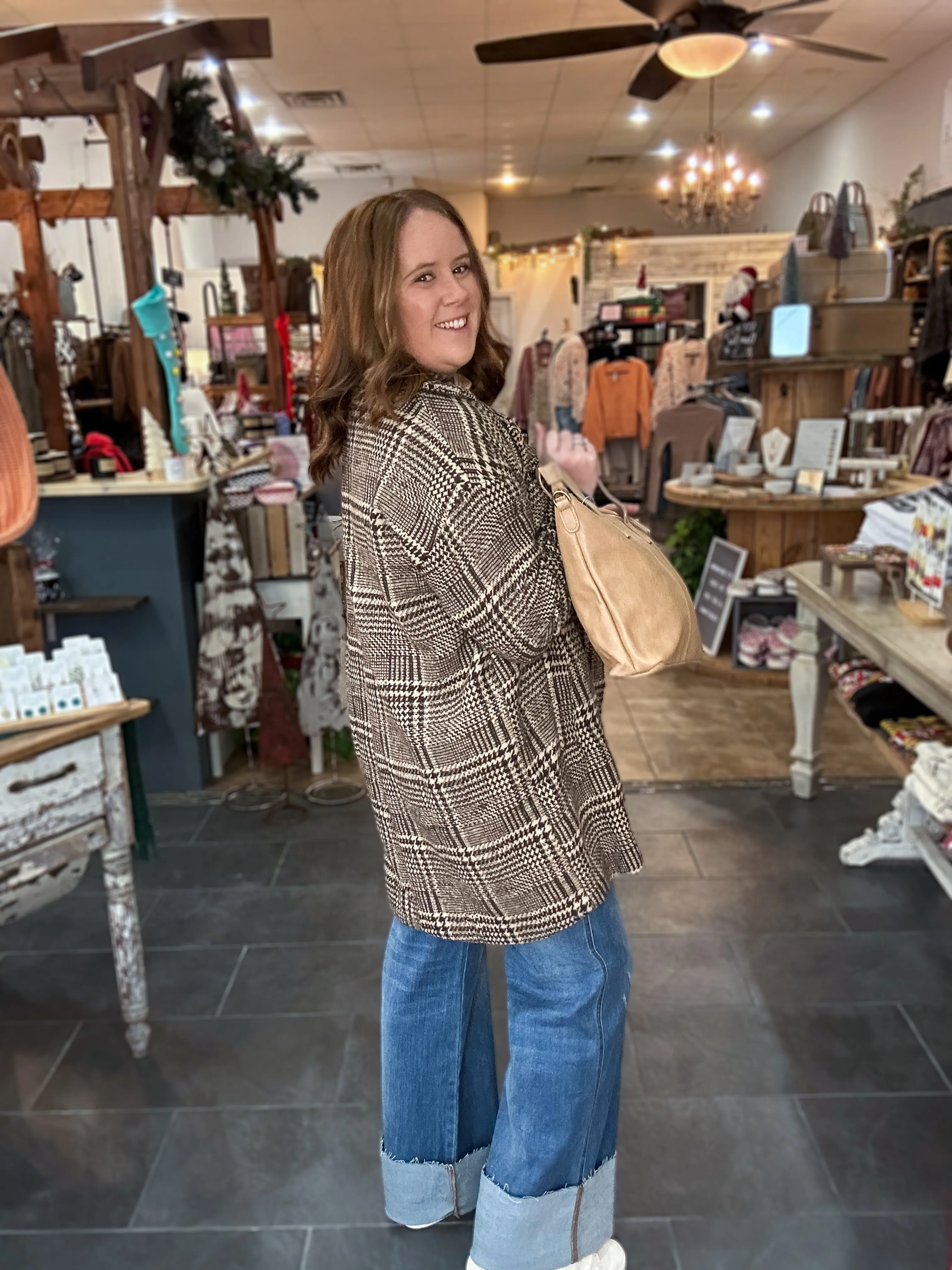 Plaid Oversized Coat {Brown}