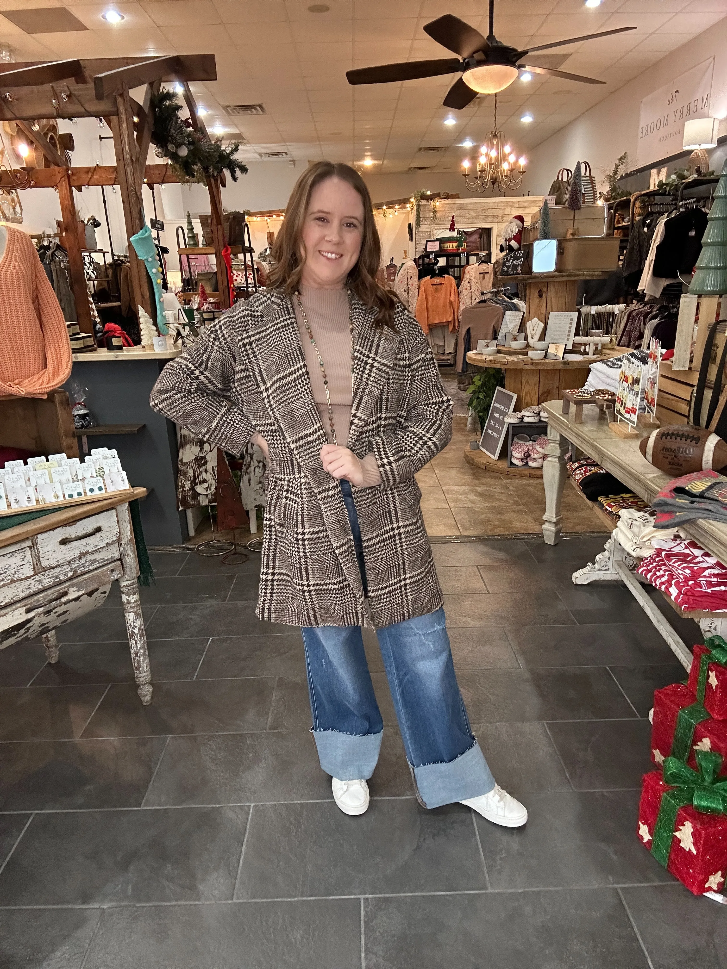 Plaid Oversized Coat {Brown}