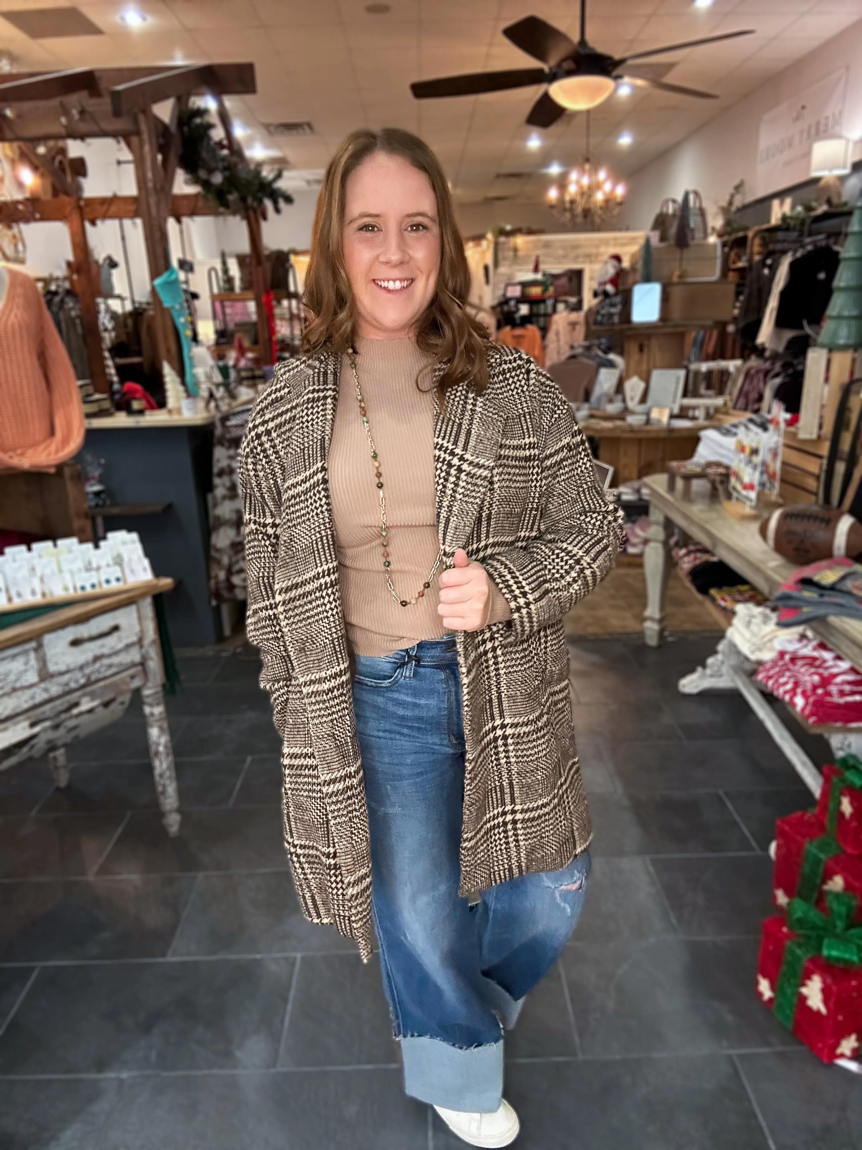 Plaid Oversized Coat {Brown}