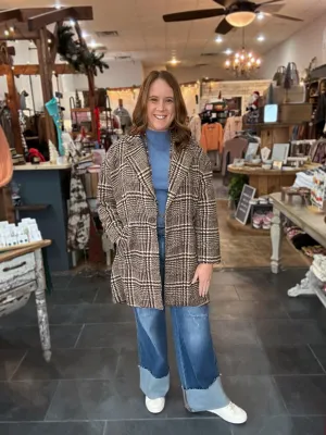 Plaid Oversized Coat {Brown}