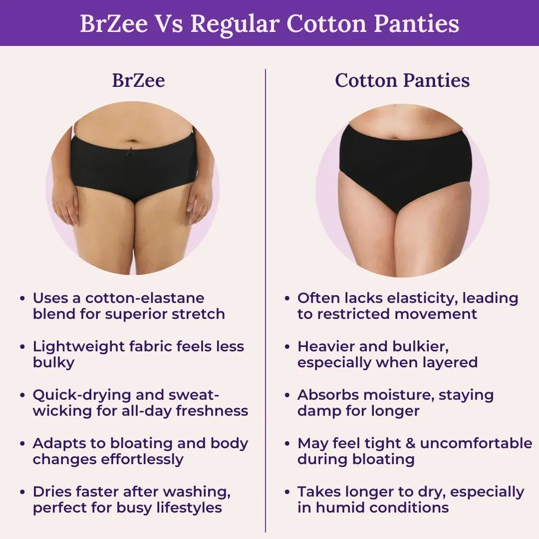 Plus Size BrZee Hipsters | Breathable & Flexible Fit | No Visible Panty Lines | Pack Of 6