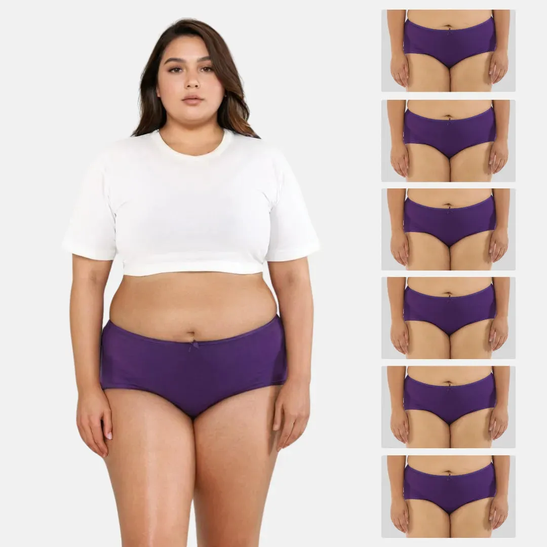 Plus Size BrZee Hipsters | Breathable & Flexible Fit | No Visible Panty Lines | Pack Of 6