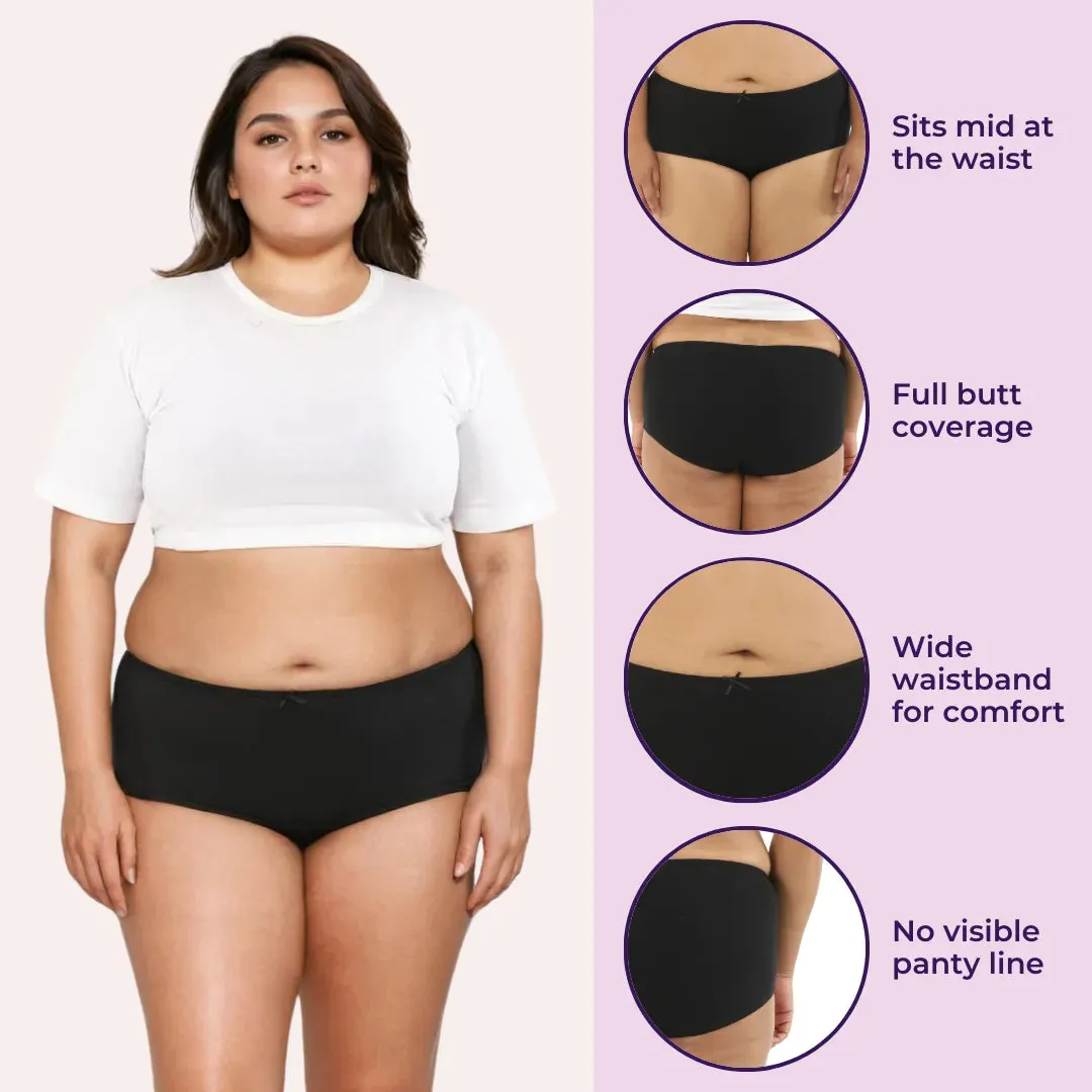 Plus Size BrZee Hipsters | Breathable & Flexible Fit | No Visible Panty Lines | Pack Of 6