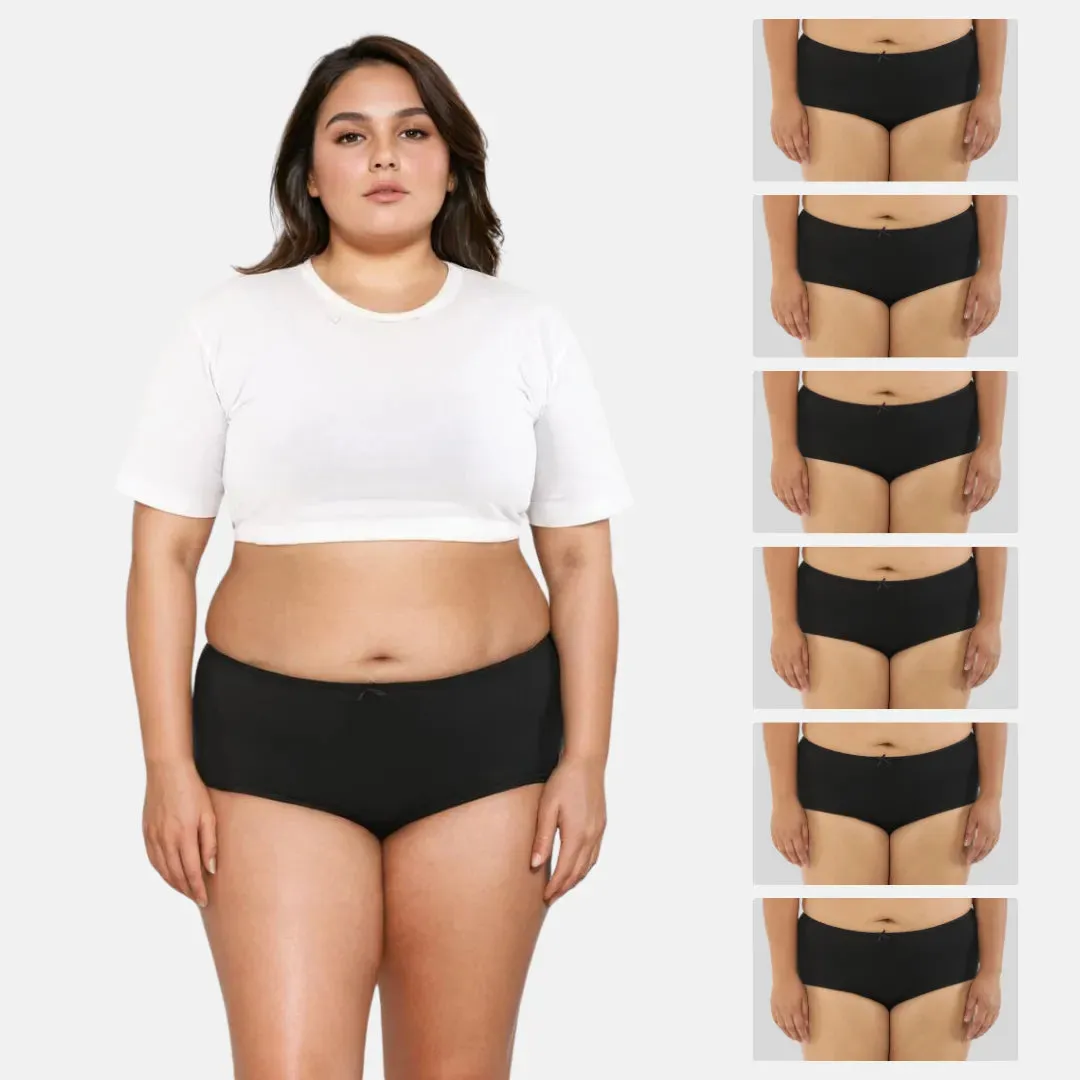 Plus Size BrZee Hipsters | Breathable & Flexible Fit | No Visible Panty Lines | Pack Of 6