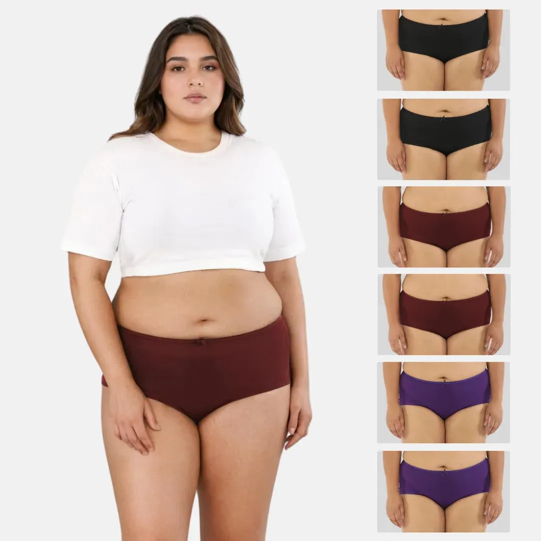 Plus Size BrZee Hipsters | Breathable & Flexible Fit | No Visible Panty Lines | Pack Of 6