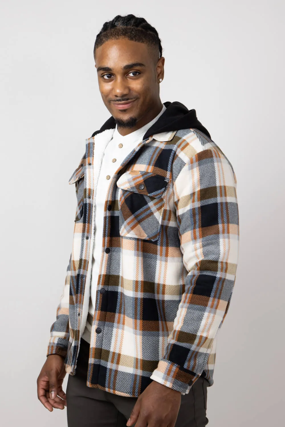 Polar Hooded Shirt Jacket for Men in Off White | MTJ05213F4-OFFWHITE