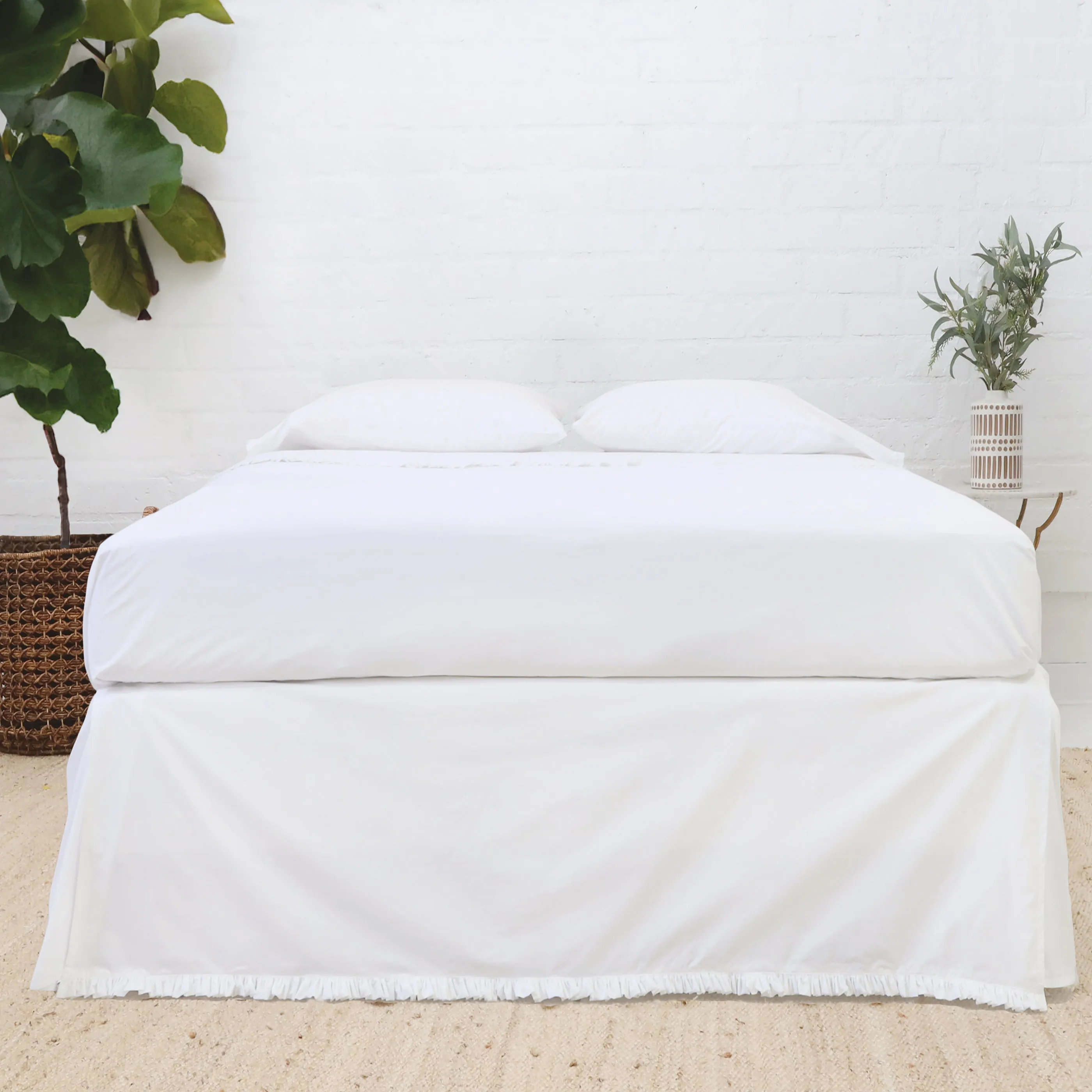 Pom Pom at Home Audrey White Cotton Percale Bedskirt ~ Available in Twin, Queen and King Sizes