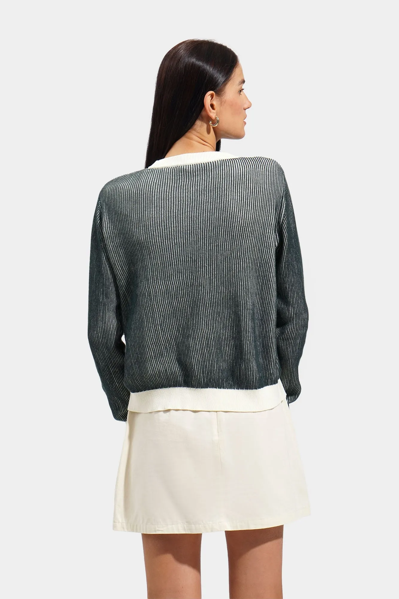 Premium Knit Sweater with Contrast Hem