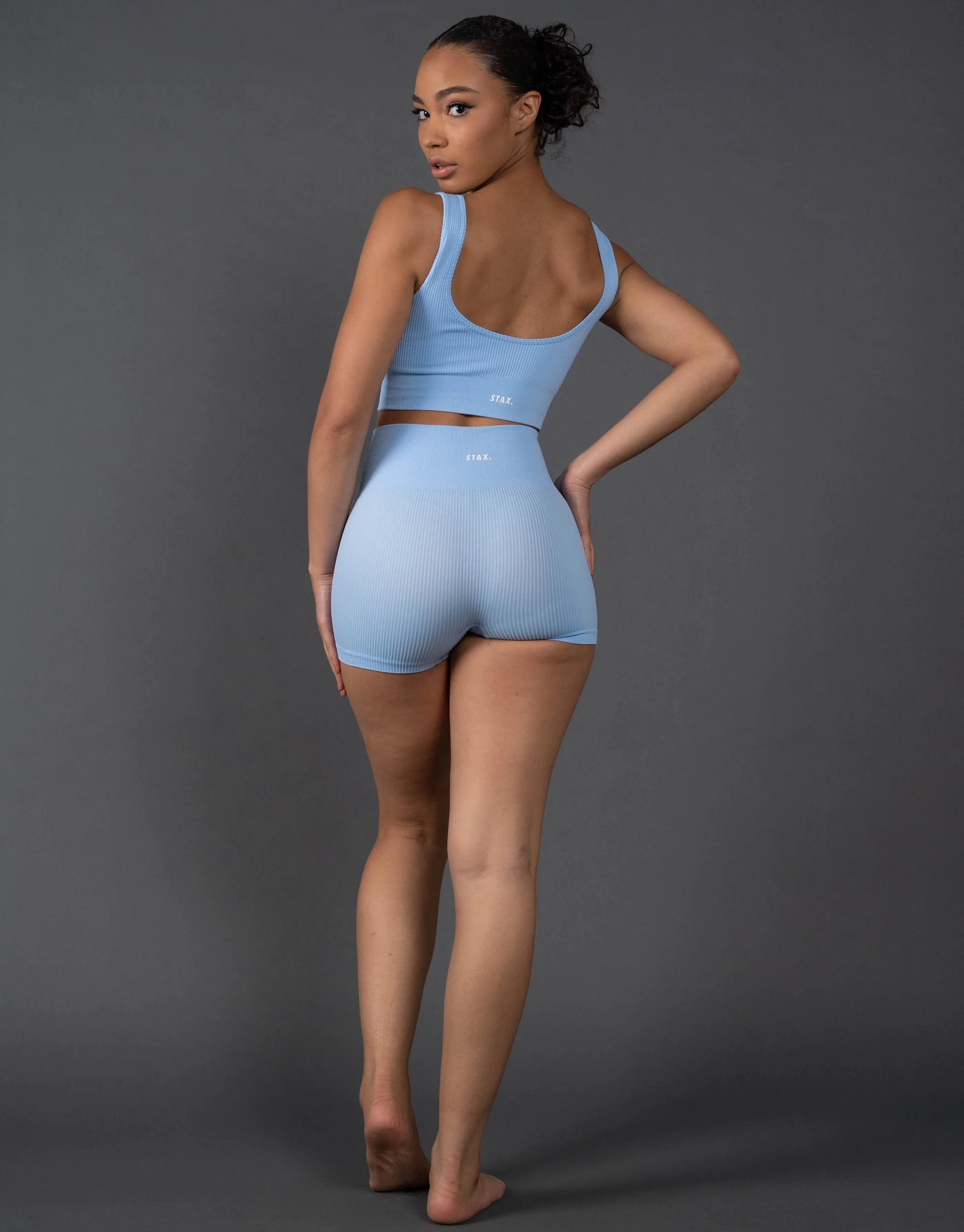 Premium Seamless Low Back Crop Lounge V5.1 - Baby Blue