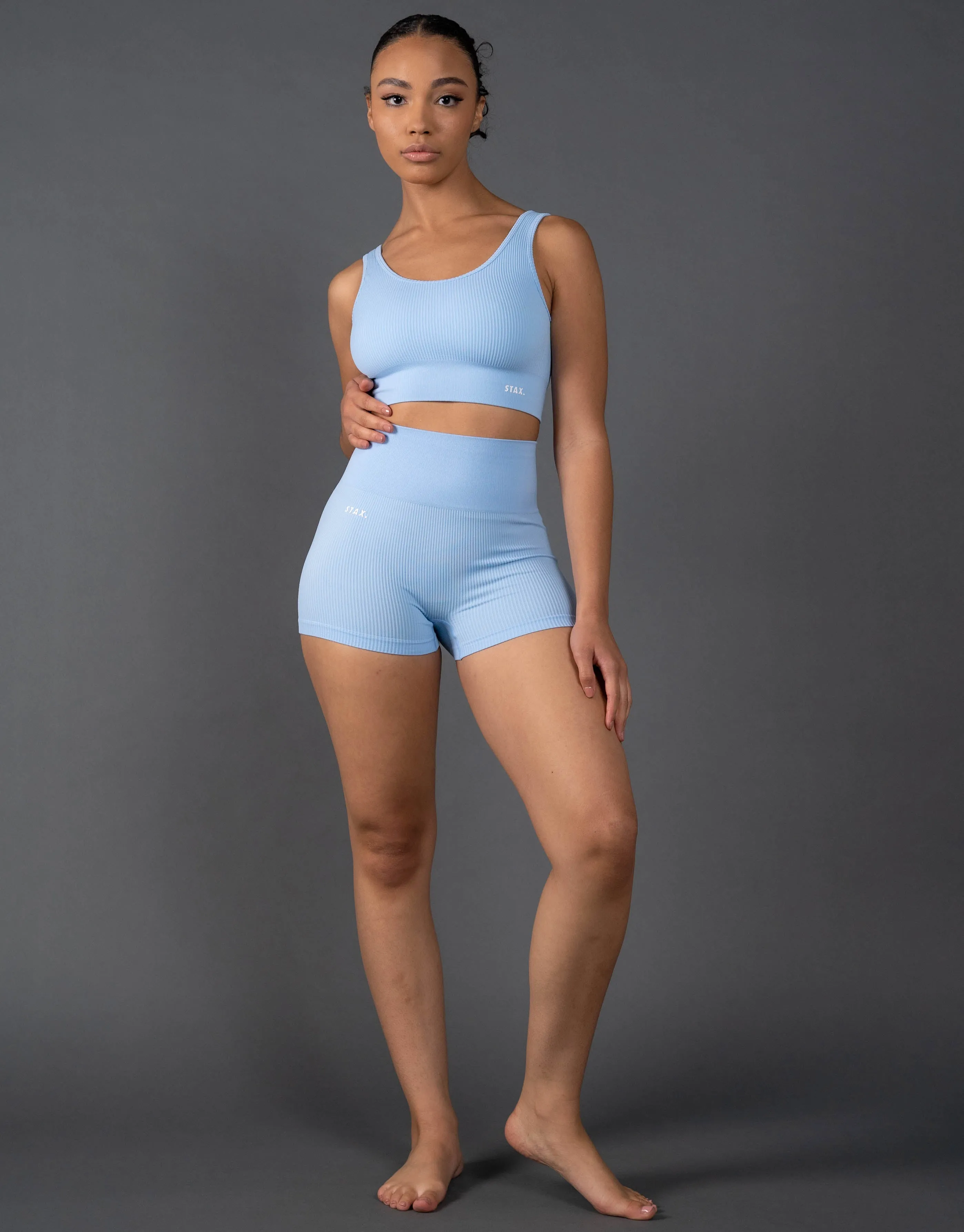 Premium Seamless Low Back Crop Lounge V5.1 - Baby Blue