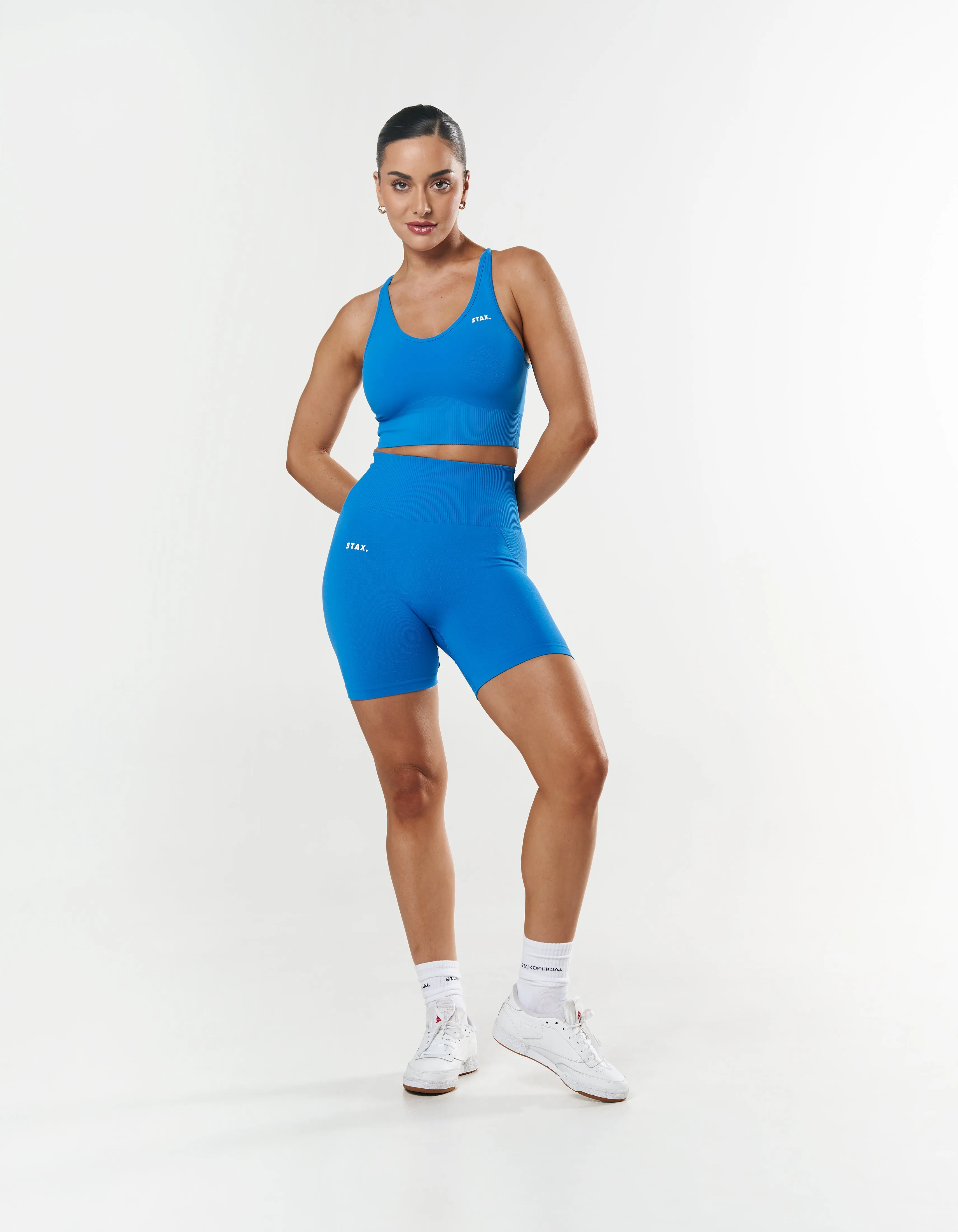 Premium Seamless Midi Bike Shorts - Blue
