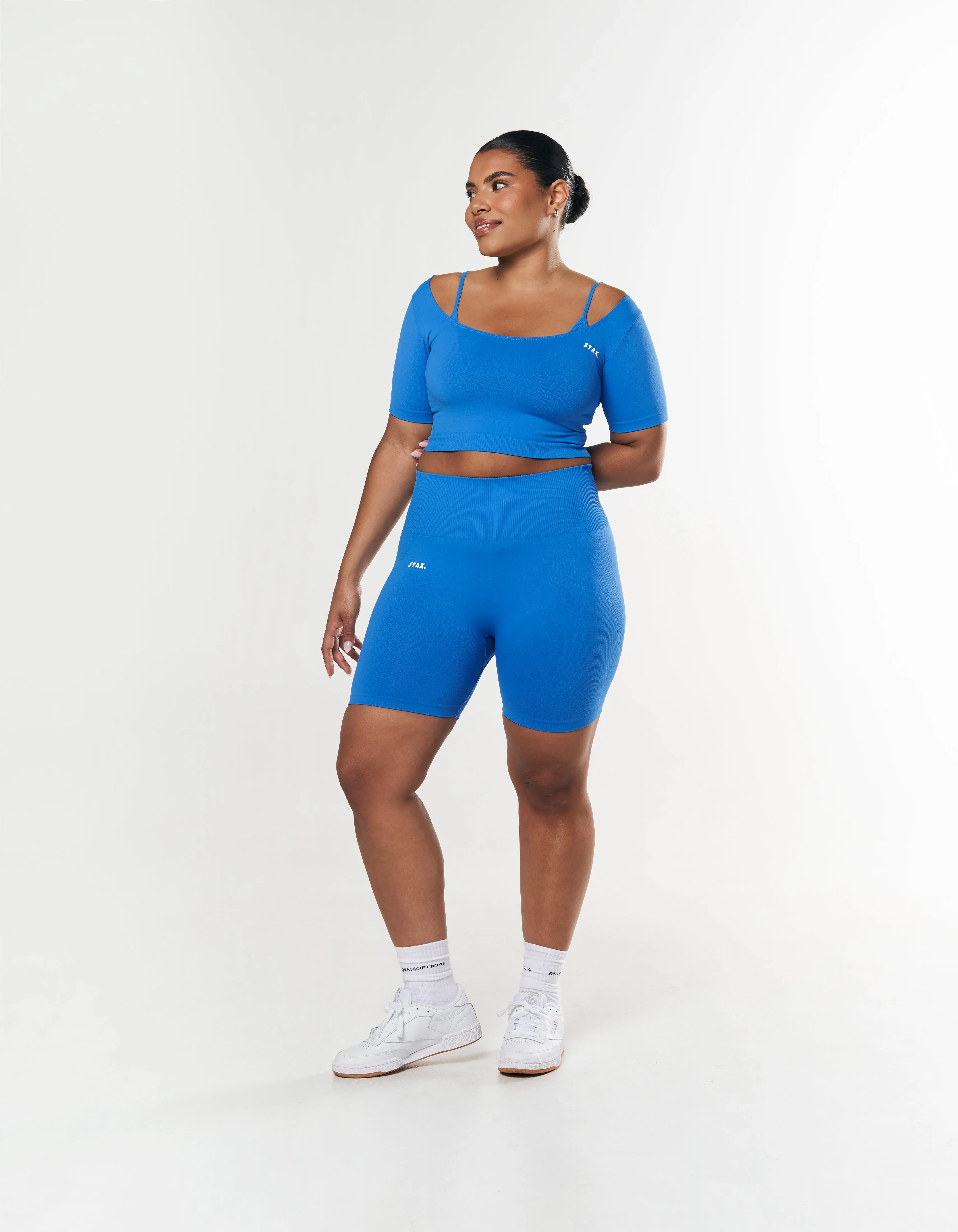 Premium Seamless Midi Bike Shorts - Blue