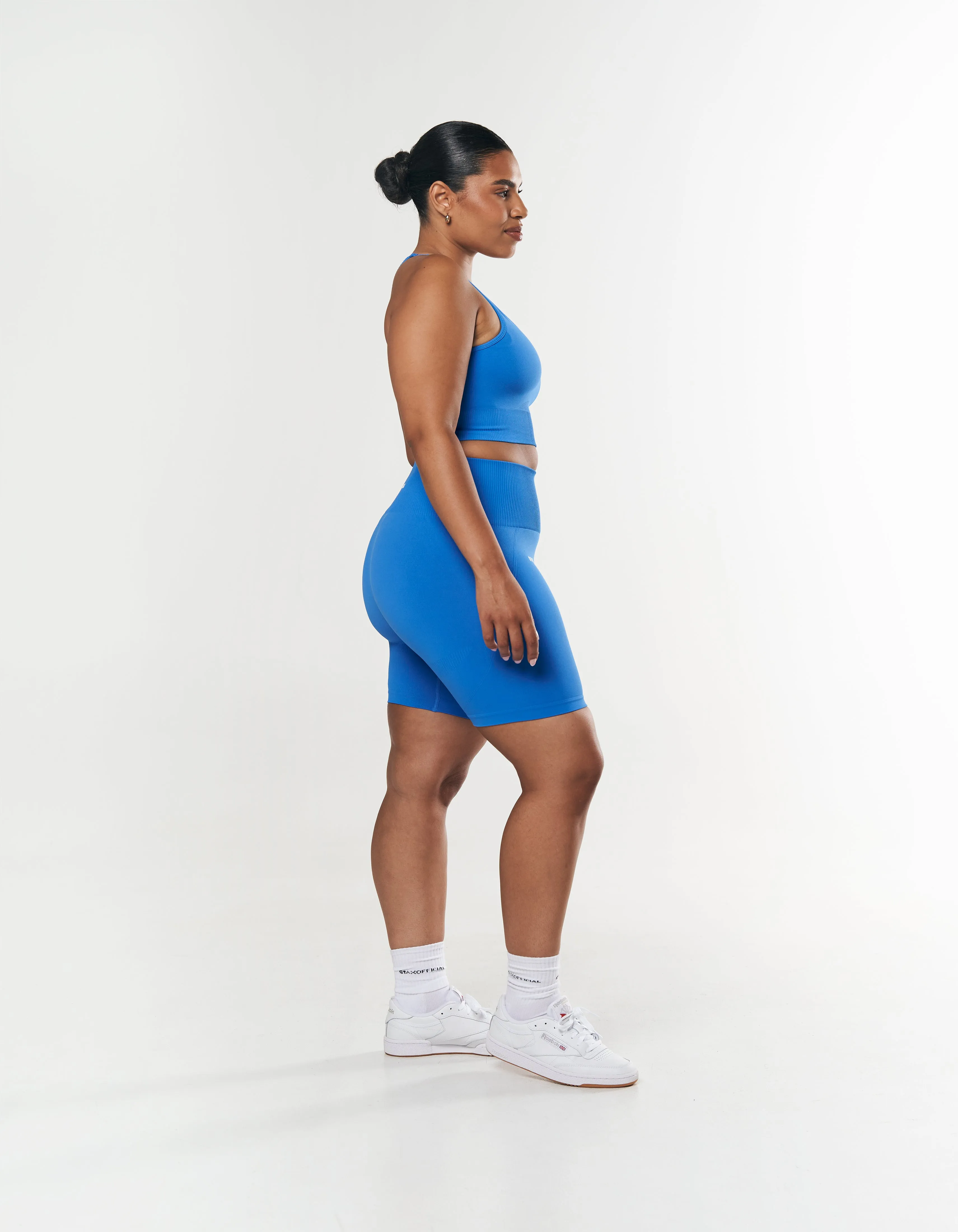 Premium Seamless Midi Bike Shorts - Blue