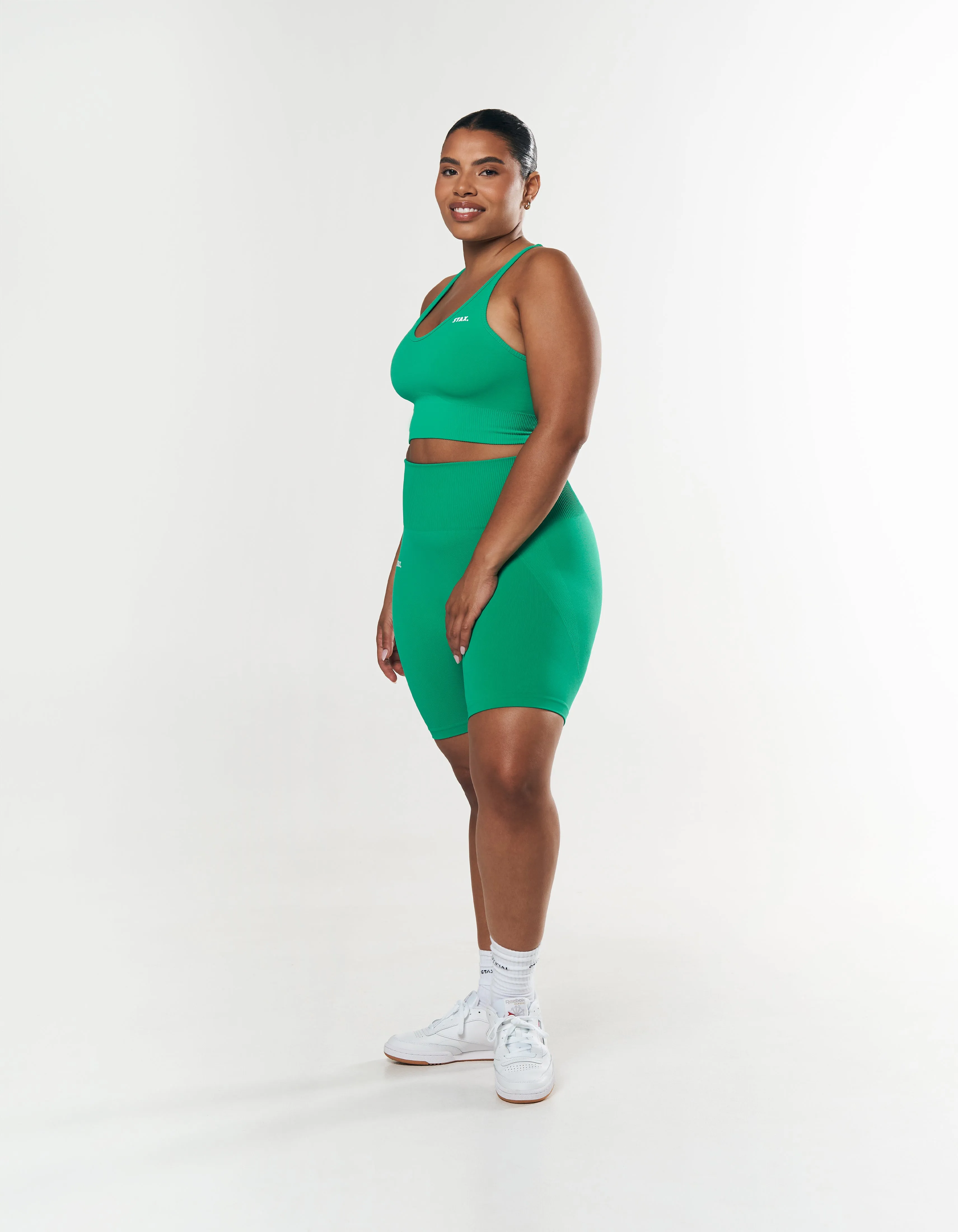 Premium Seamless Midi Bike Shorts - Green