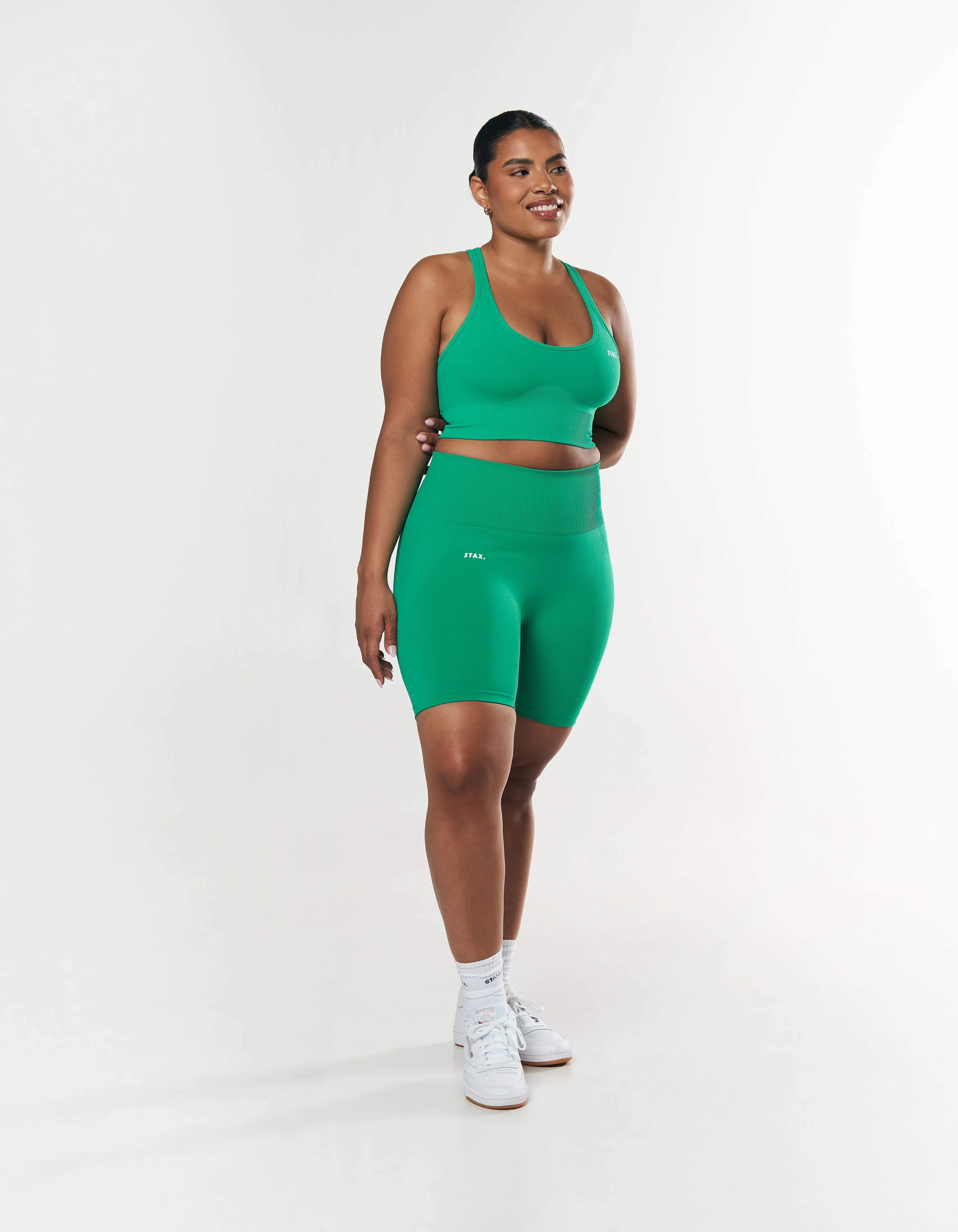 Premium Seamless Midi Bike Shorts - Green