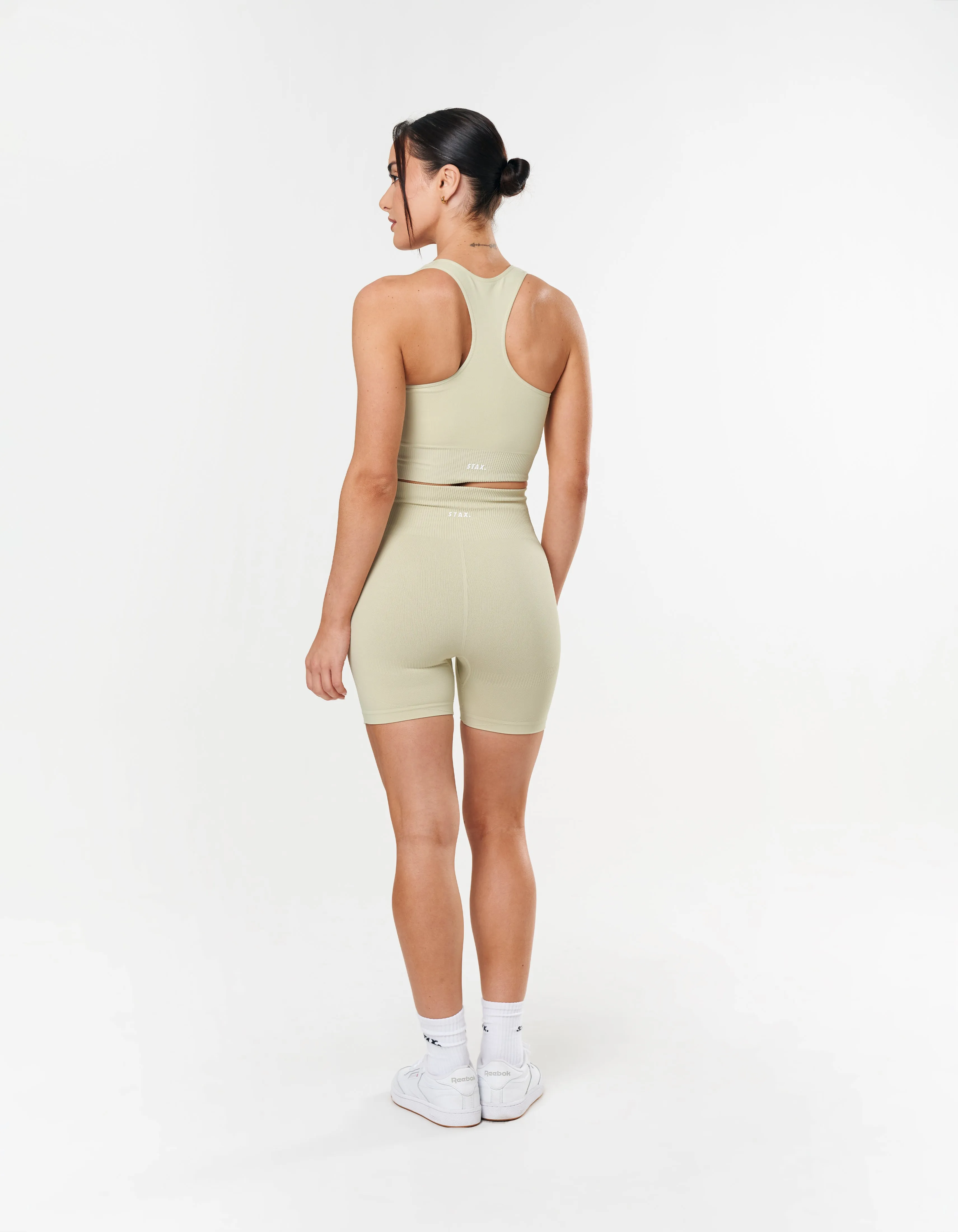 Premium Seamless Midi Bike Shorts - Vanilla Essence