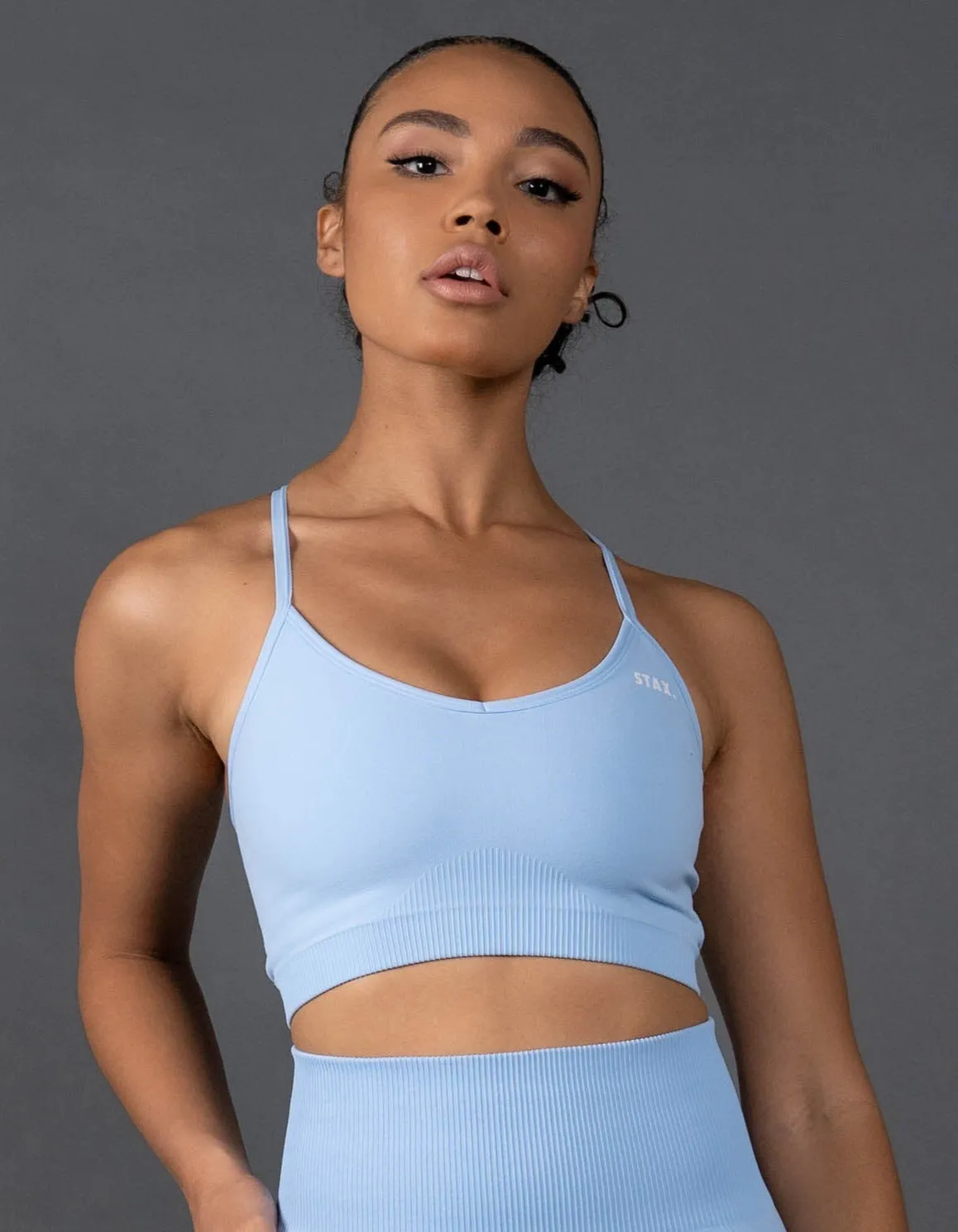 Premium Seamless Strappy Crop V5.1 - Baby Blue
