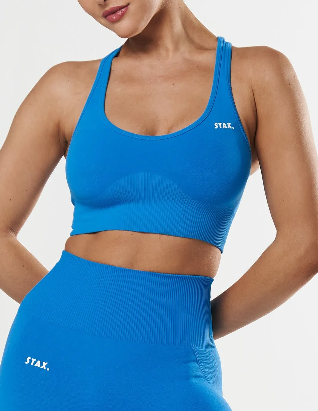 Premium Seamless Summer Racer Crop - Blue