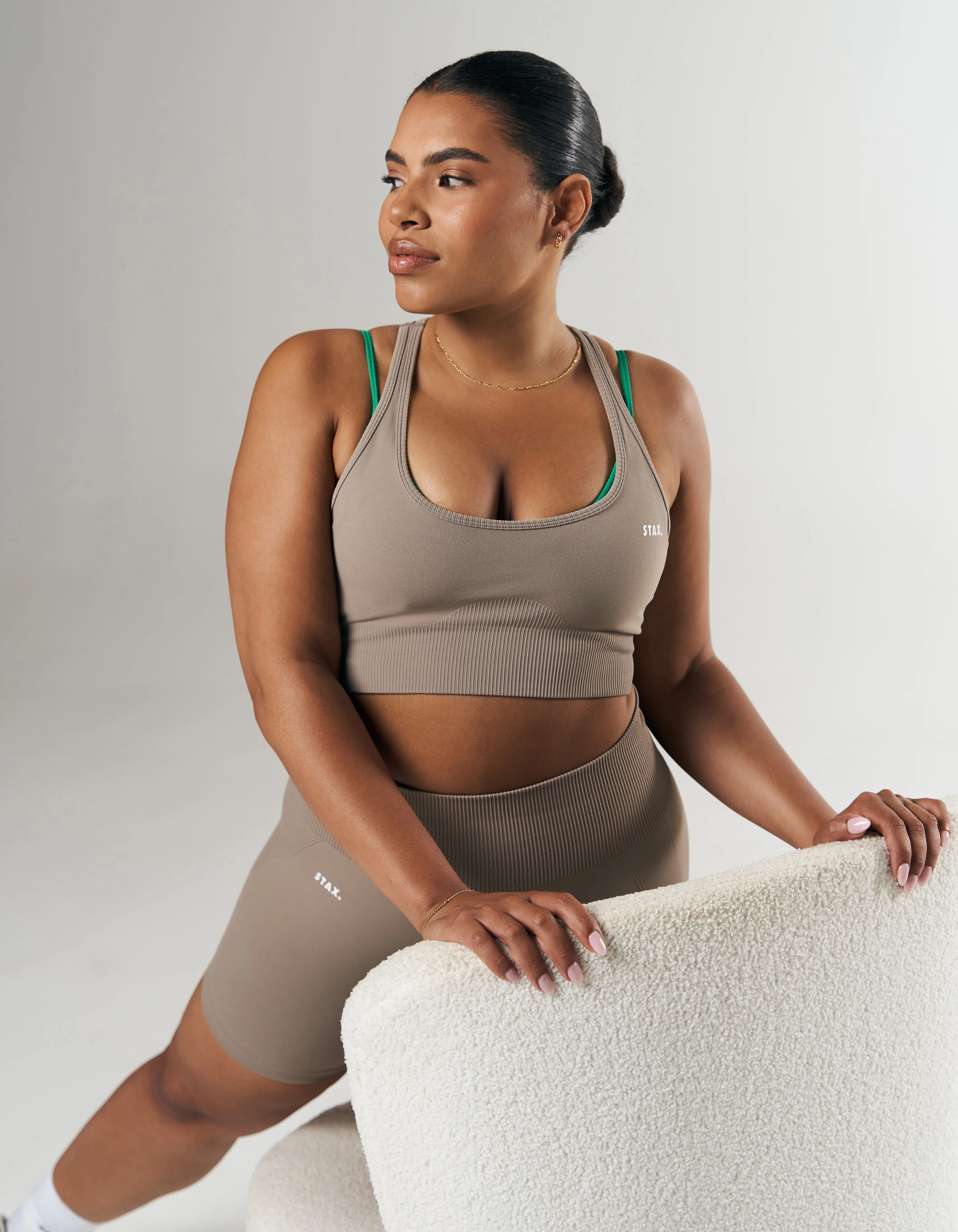 Premium Seamless Summer Racer Crop - Brown