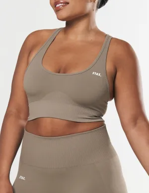 Premium Seamless Summer Racer Crop - Brown