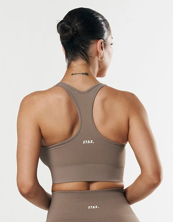 Premium Seamless Summer Racer Crop - Brown