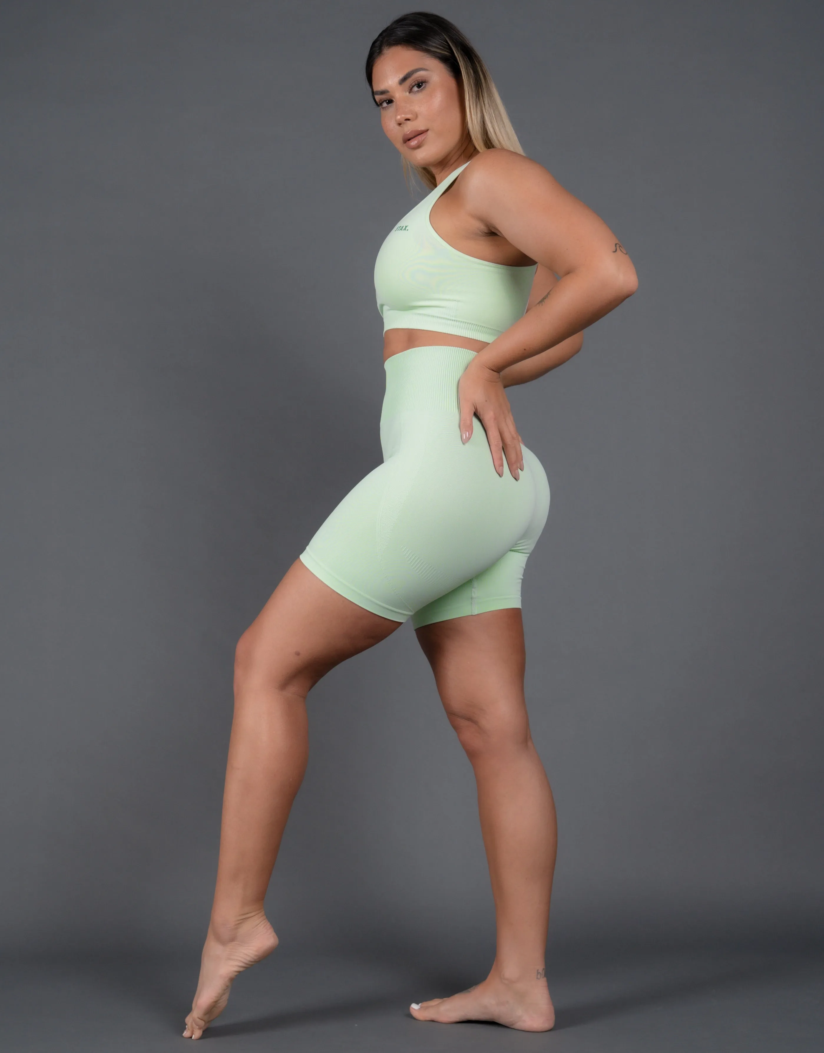 Premium Seamless V5 Racer Crop - Aurora (Sage)