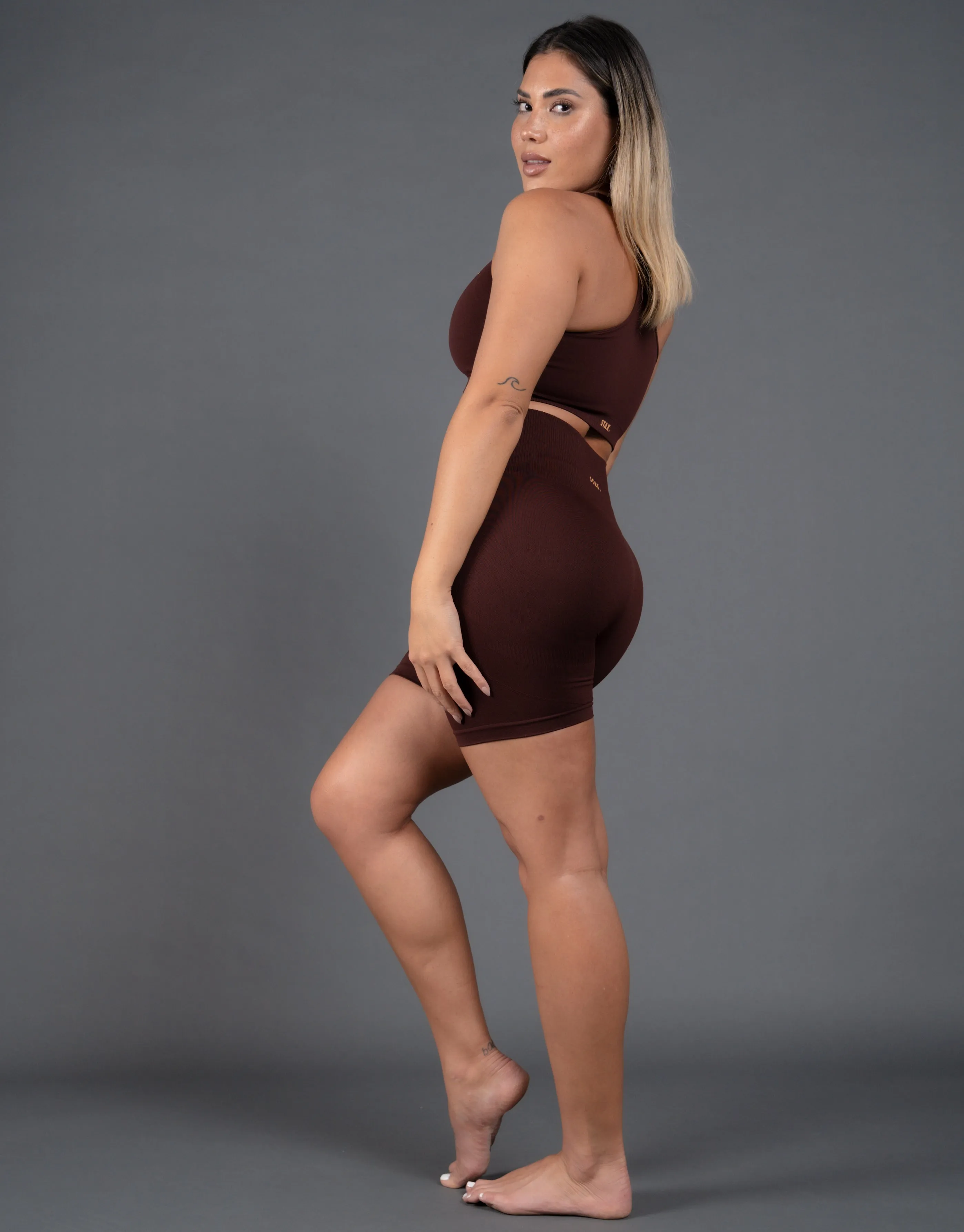 Premium Seamless V5 Racer Crop - Gliese (Brown)
