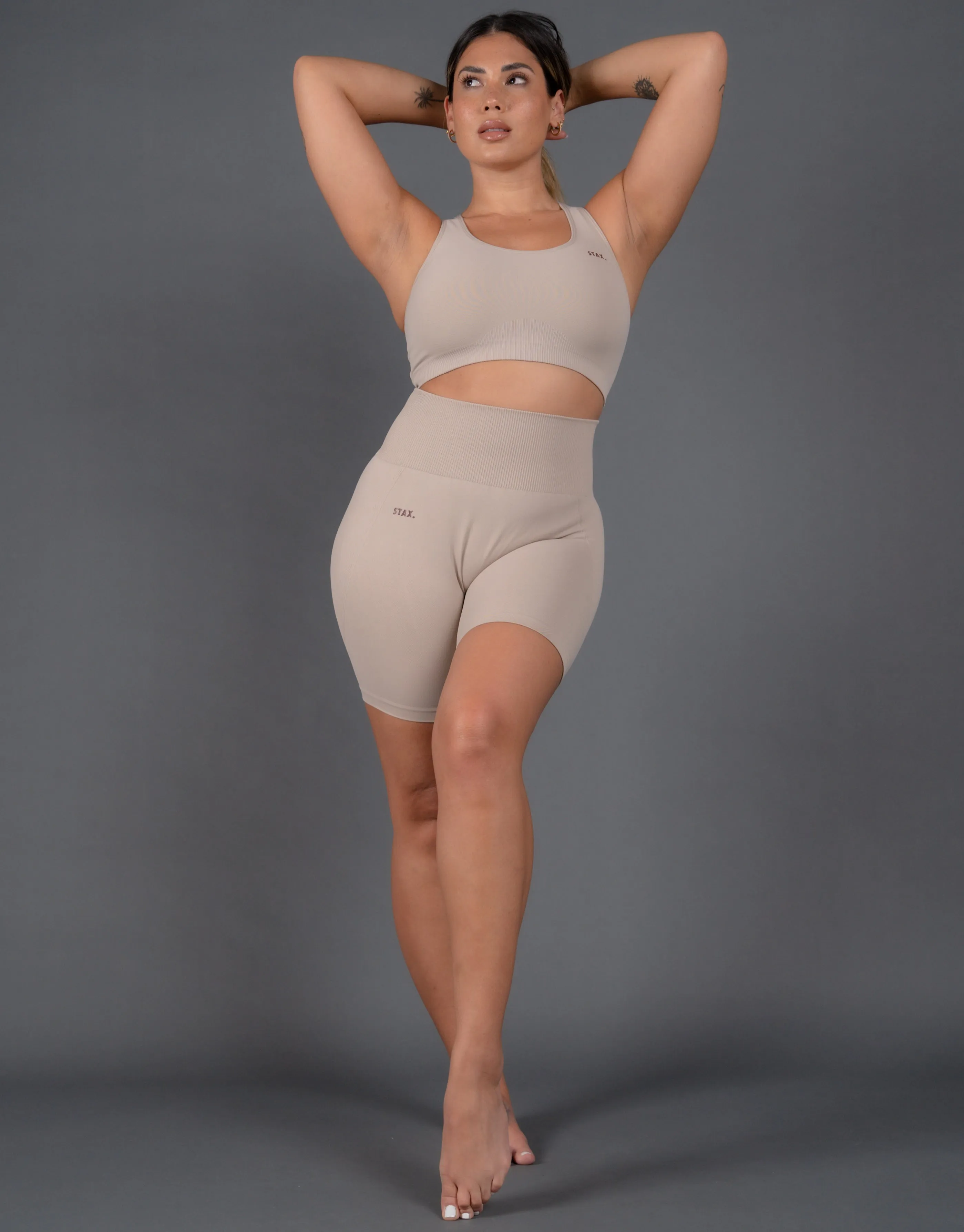 Premium Seamless V5 Racer Crop - Kepler (Beige)