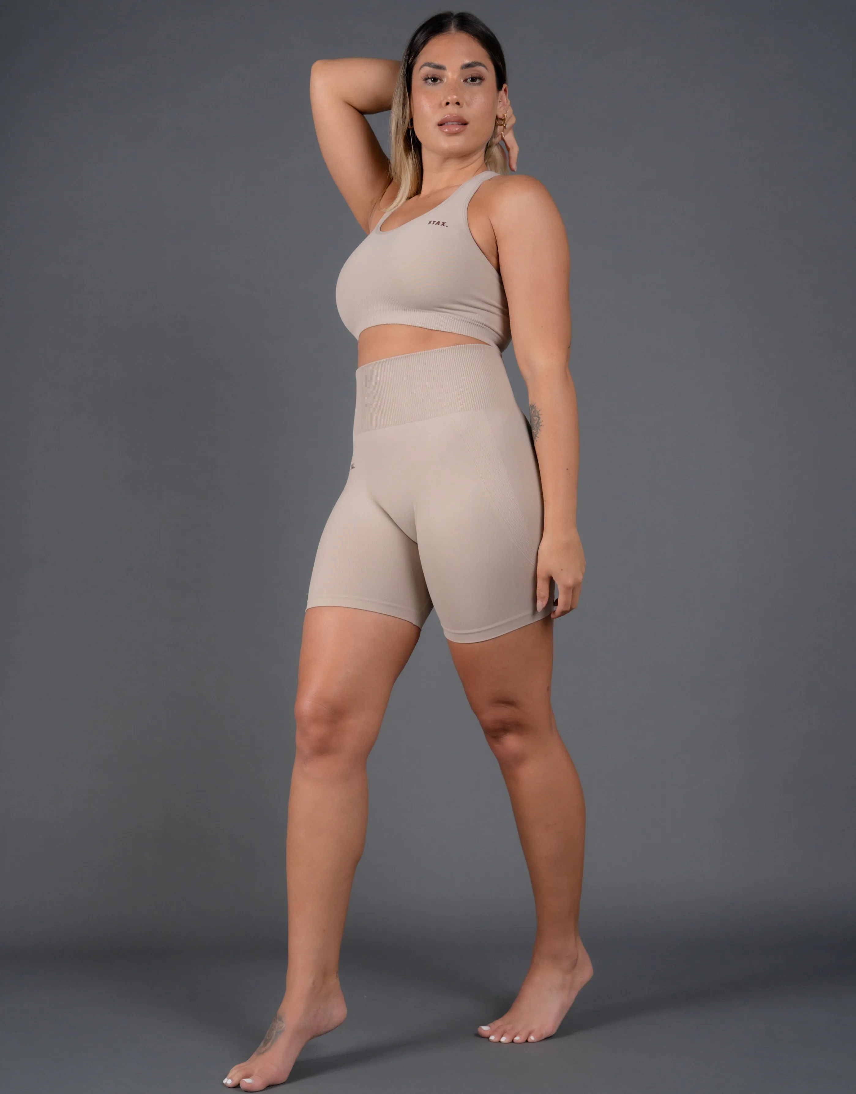 Premium Seamless V5 Racer Crop - Kepler (Beige)
