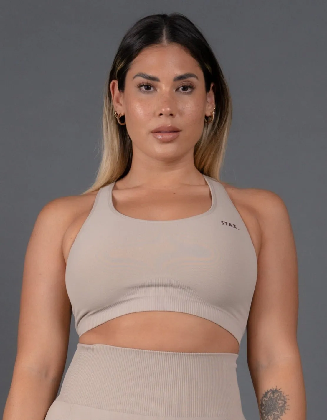 Premium Seamless V5 Racer Crop - Kepler (Beige)