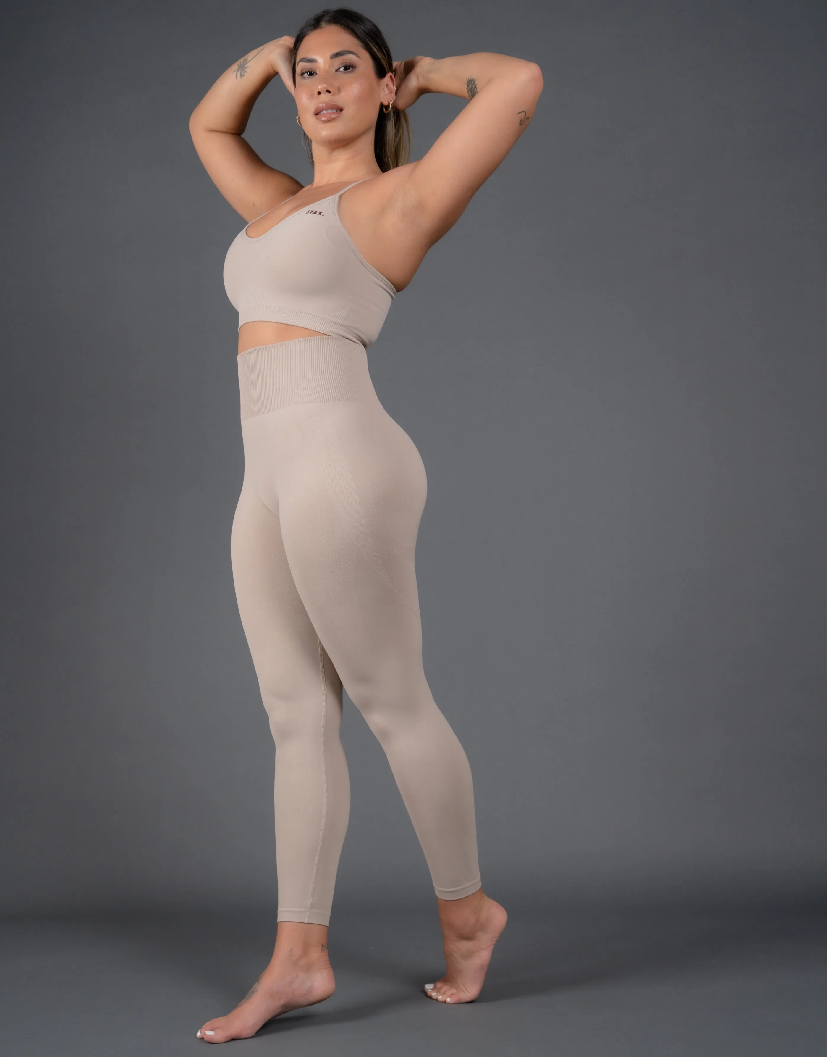 Premium Seamless V5 Strappy Crop - Kepler (Beige)