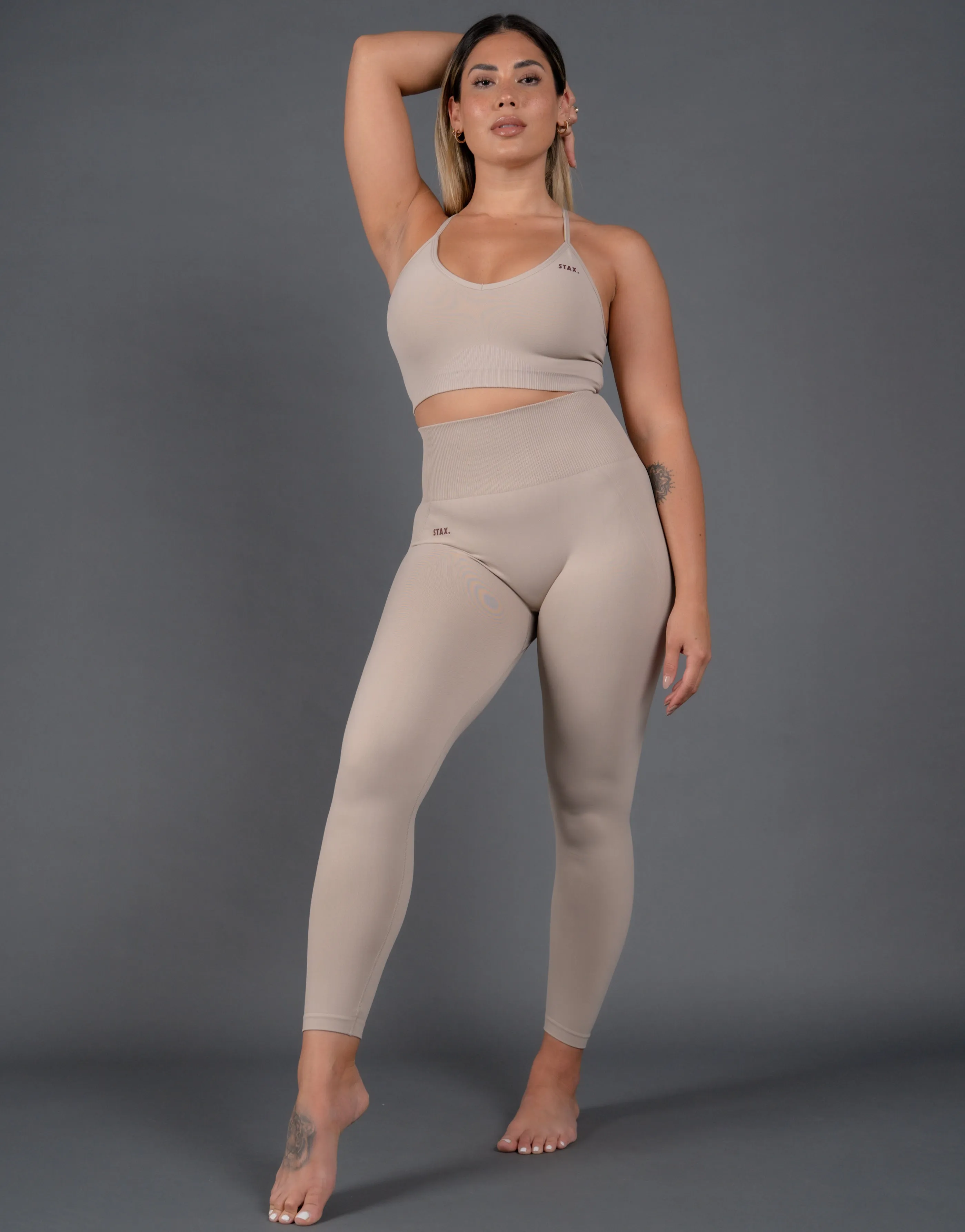Premium Seamless V5 Strappy Crop - Kepler (Beige)