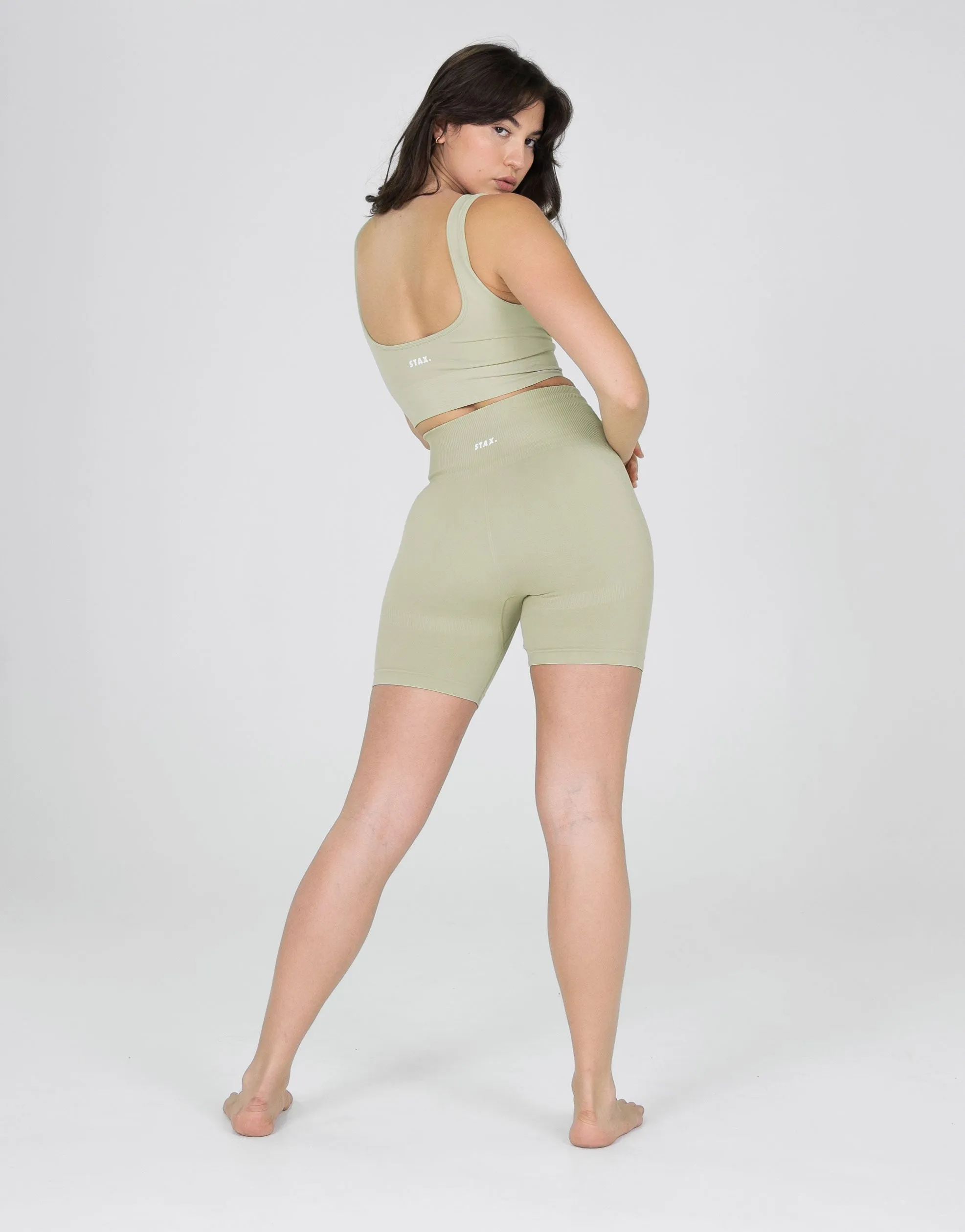 Premium Seamless V6 Low Back Crop - Viridis (Green)