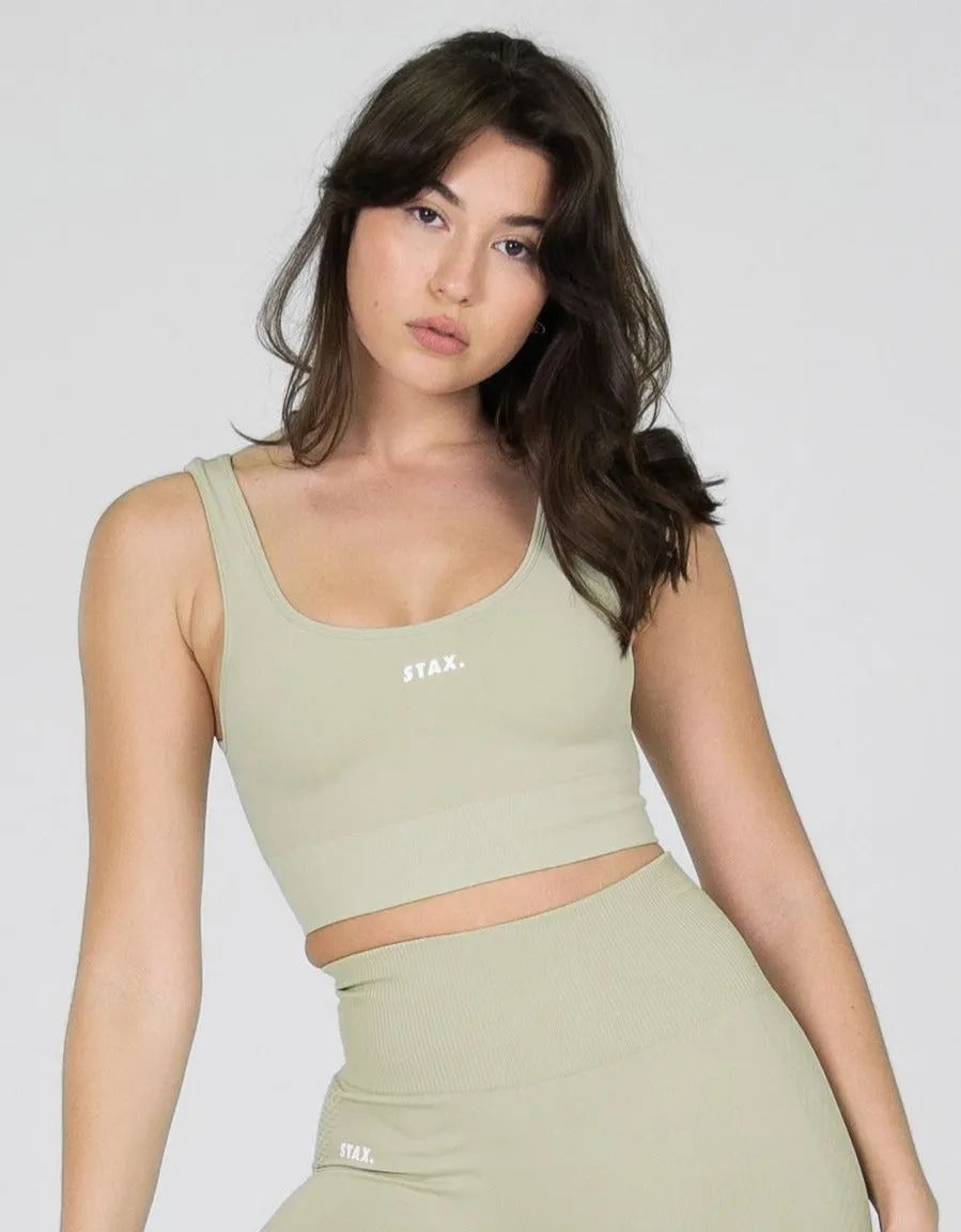 Premium Seamless V6 Low Back Crop - Viridis (Green)