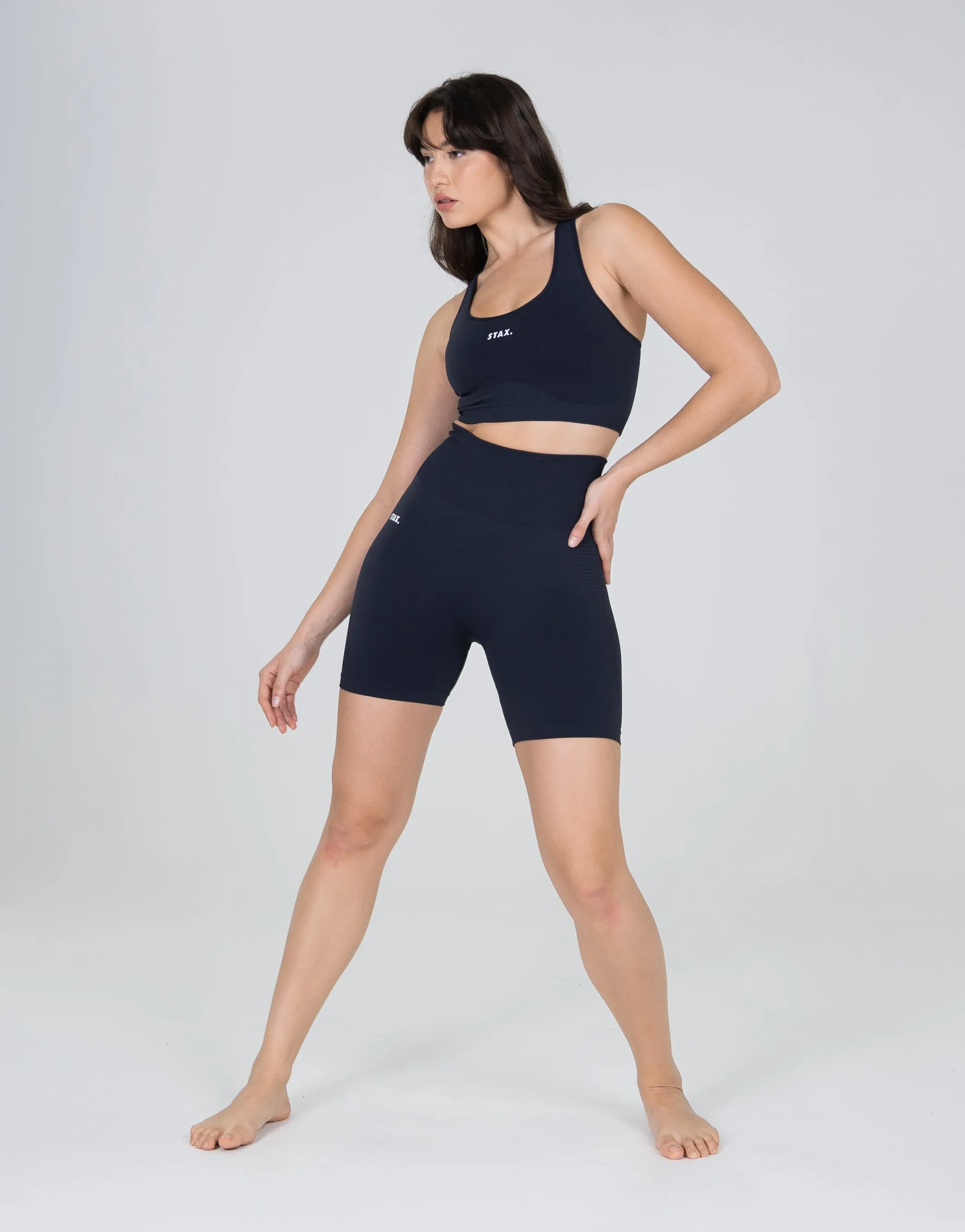Premium Seamless V6 Racer Crop - Vesper (Navy)