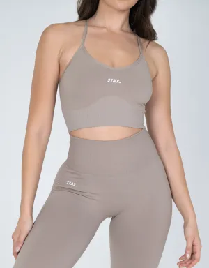 Premium Seamless V6 Strappy Crop - Akira (Beige)