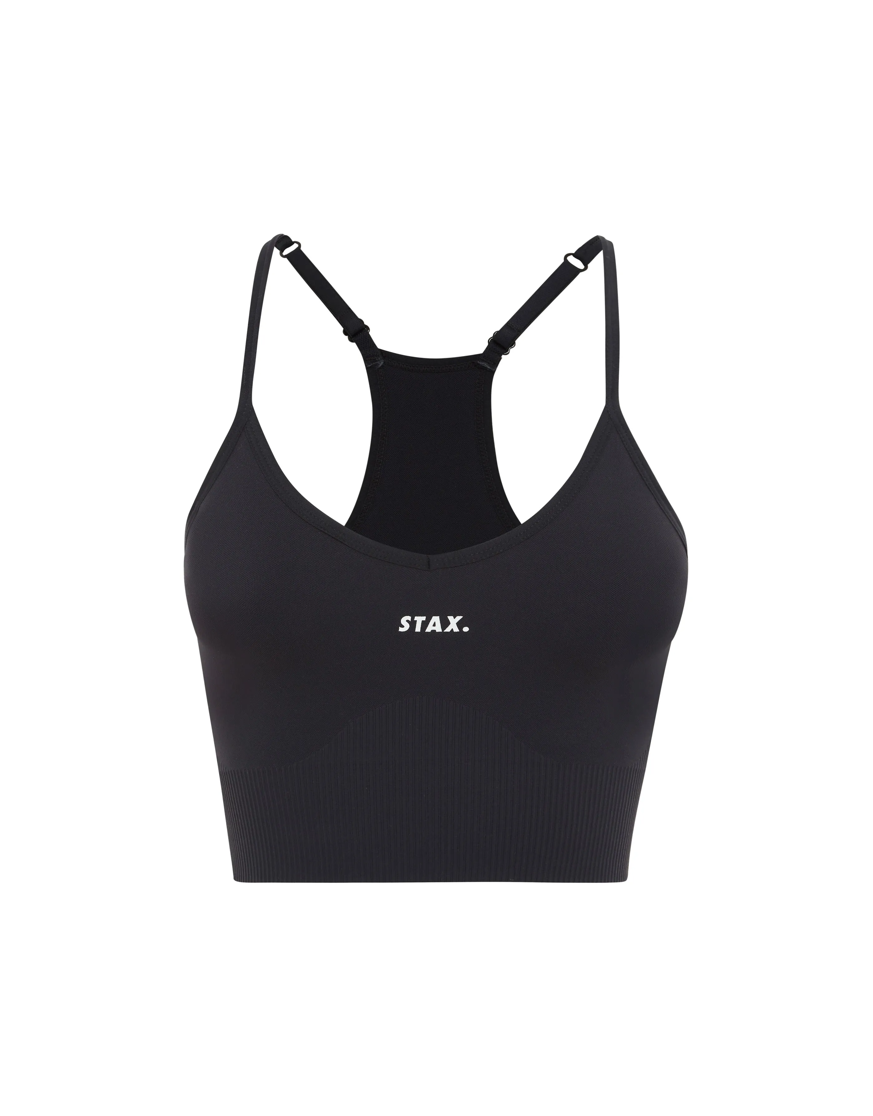 Premium Seamless V6 Strappy Crop - Oxford (Cool Black)