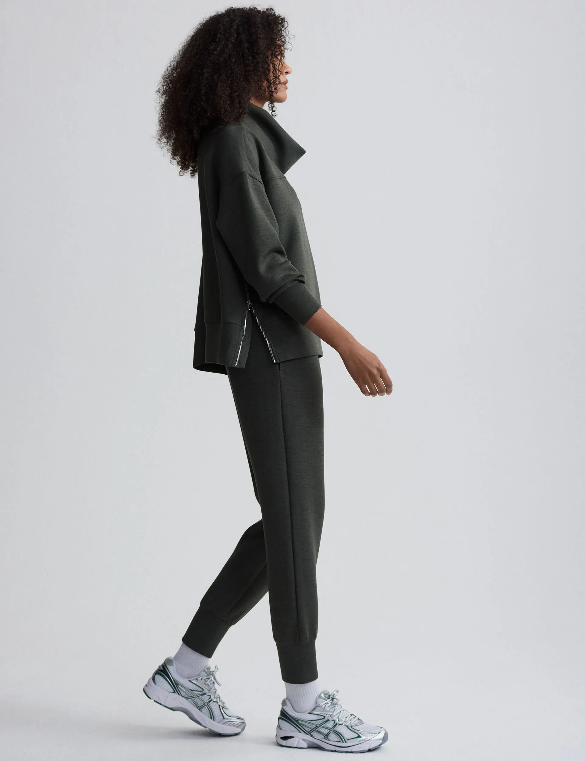 Priya Longline Sweat - Olive Marl